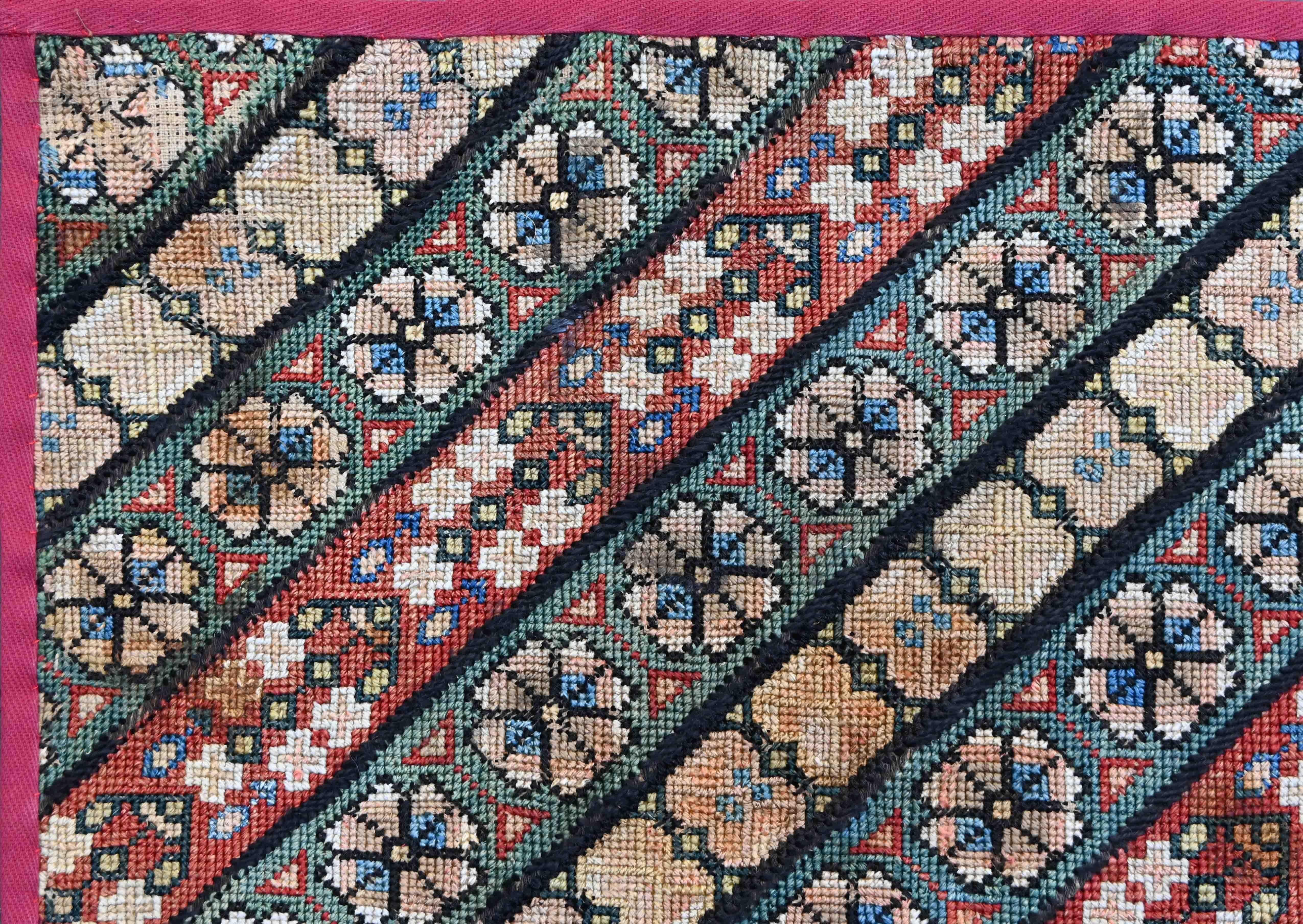 Hand-Woven Rare Old Petit-point French Tapestry 19th Century - wool & silk- 60x54 - N° 1448 For Sale