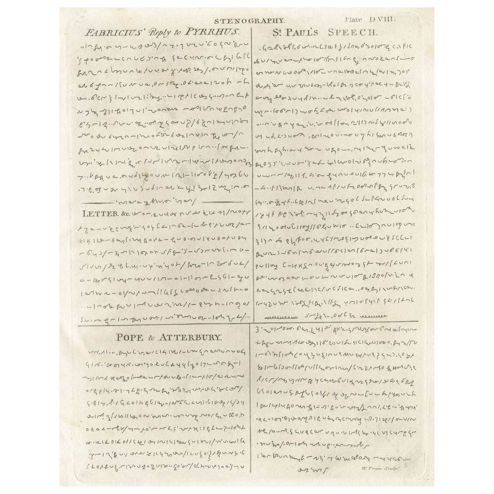 Seltener alter Druck von Stenographie, Fabicius' Antwort an Pyrrhus und St. Paul, um 1810 im Angebot