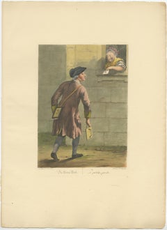 Rare Old Profession Print Depicting a Courrier, Possible in Wien, Austria, 1775