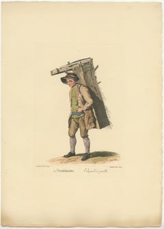 Rare Old Profession Print Depicting a Straw Cutter, Likely in Austria, 1775