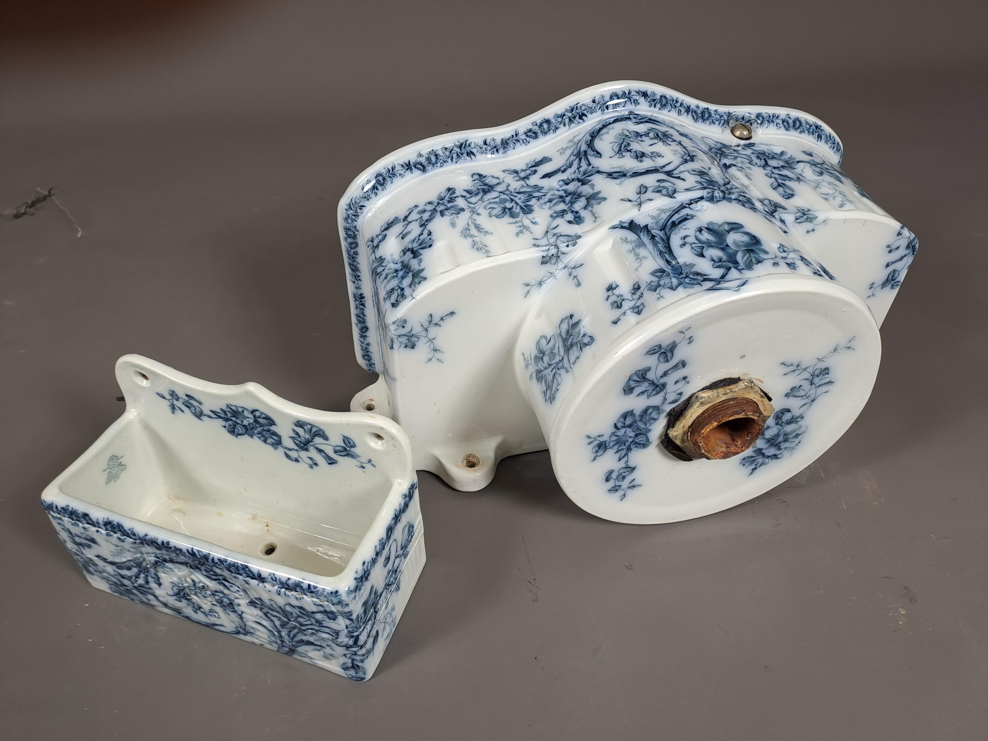 Rare Old Toilet Tank And Its Soap Dish In Fine English Porcelain 5