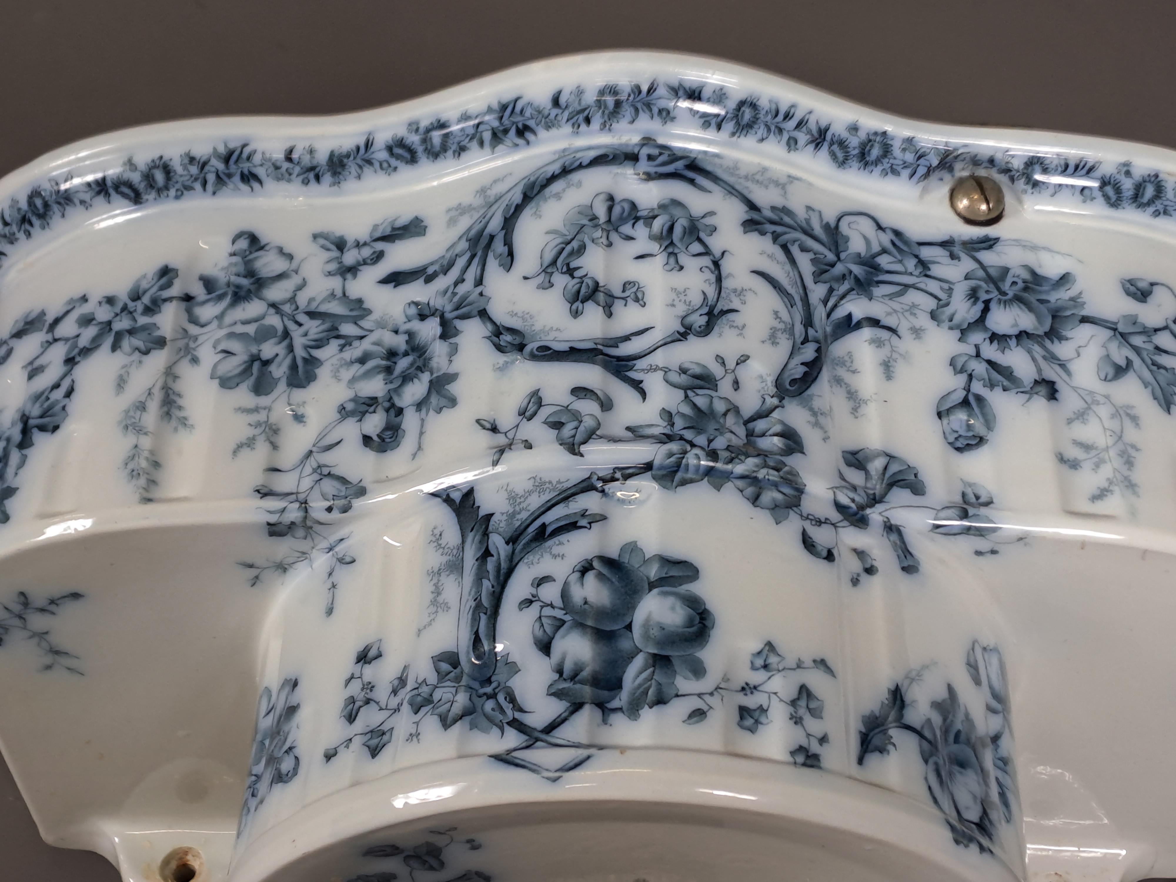 Art Nouveau Rare Old Toilet Tank And Its Soap Dish In Fine English Porcelain