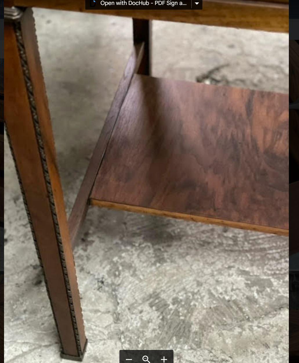 Wood rare Olivewood side table with decorative hardware. For Sale