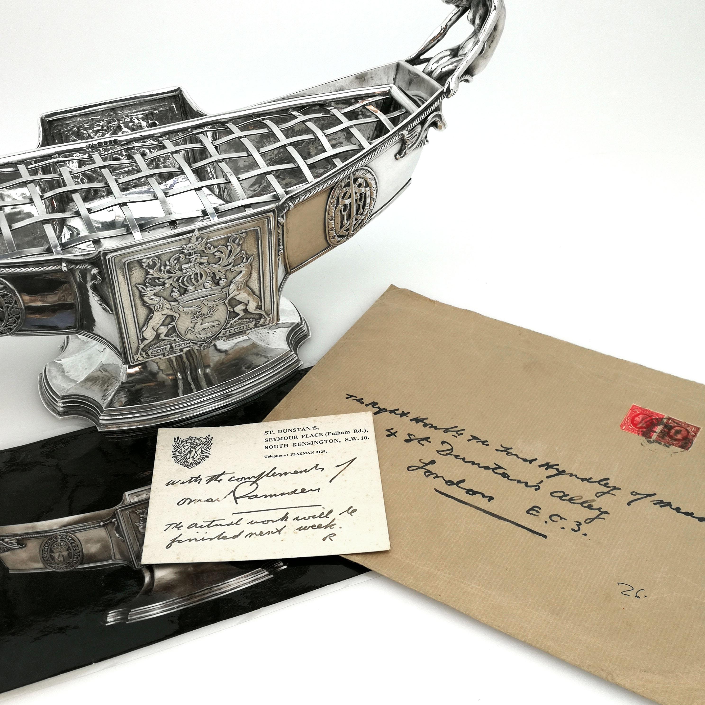 Rare Omar Ramsden Sterling Silver Arts & Crafts Centrepiece / Rose Bowl 1934 9