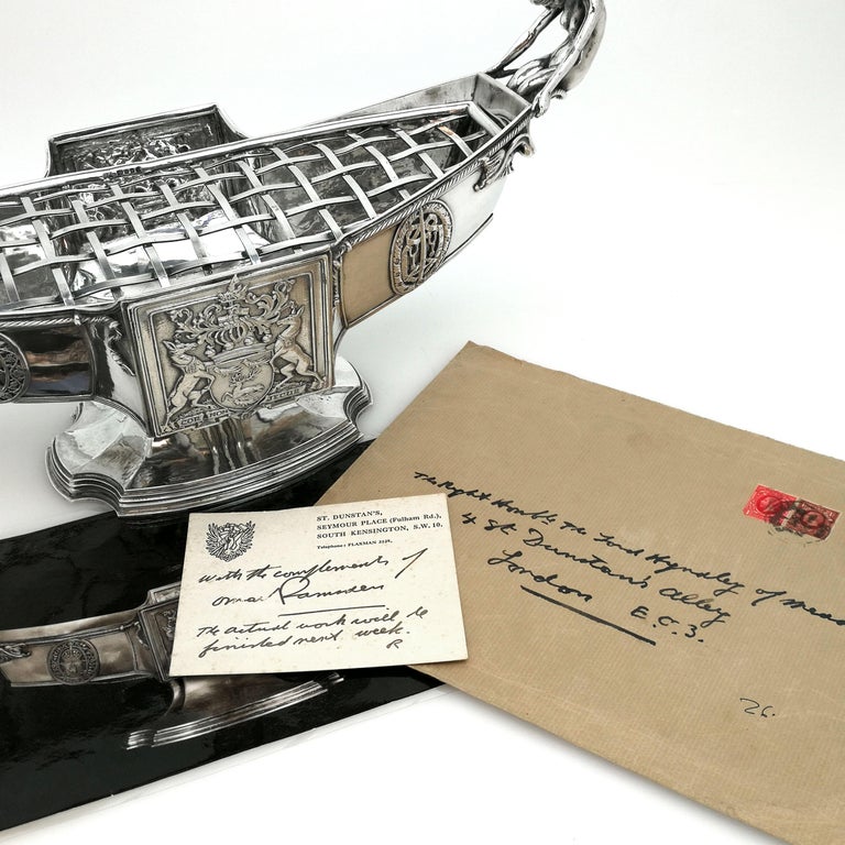 Rare Omar Ramsden Sterling Silver Arts & Crafts Centrepiece / Rose Bowl 1934 For Sale 9