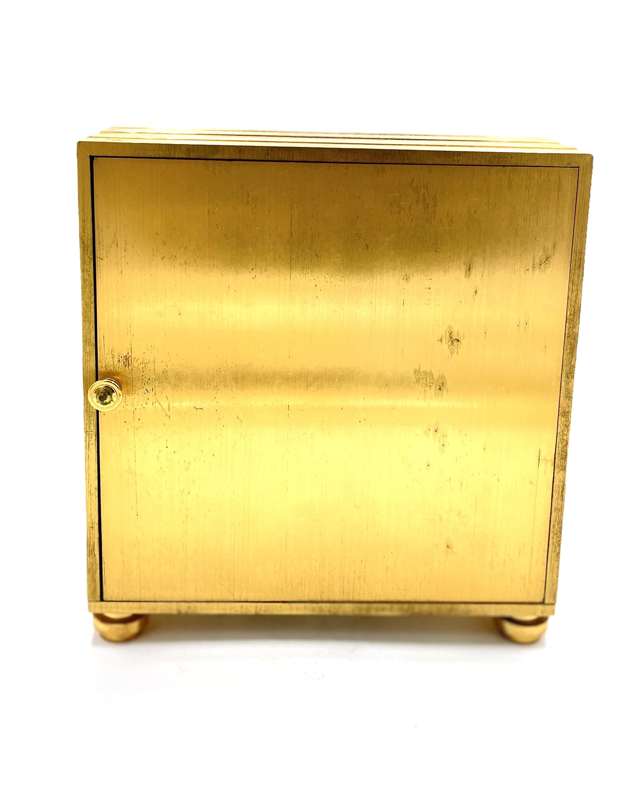 Women's or Men's Rare Omega 8-Day Solid Brass Gold Gilt Mid-Century Desk Clock, Circa 1940