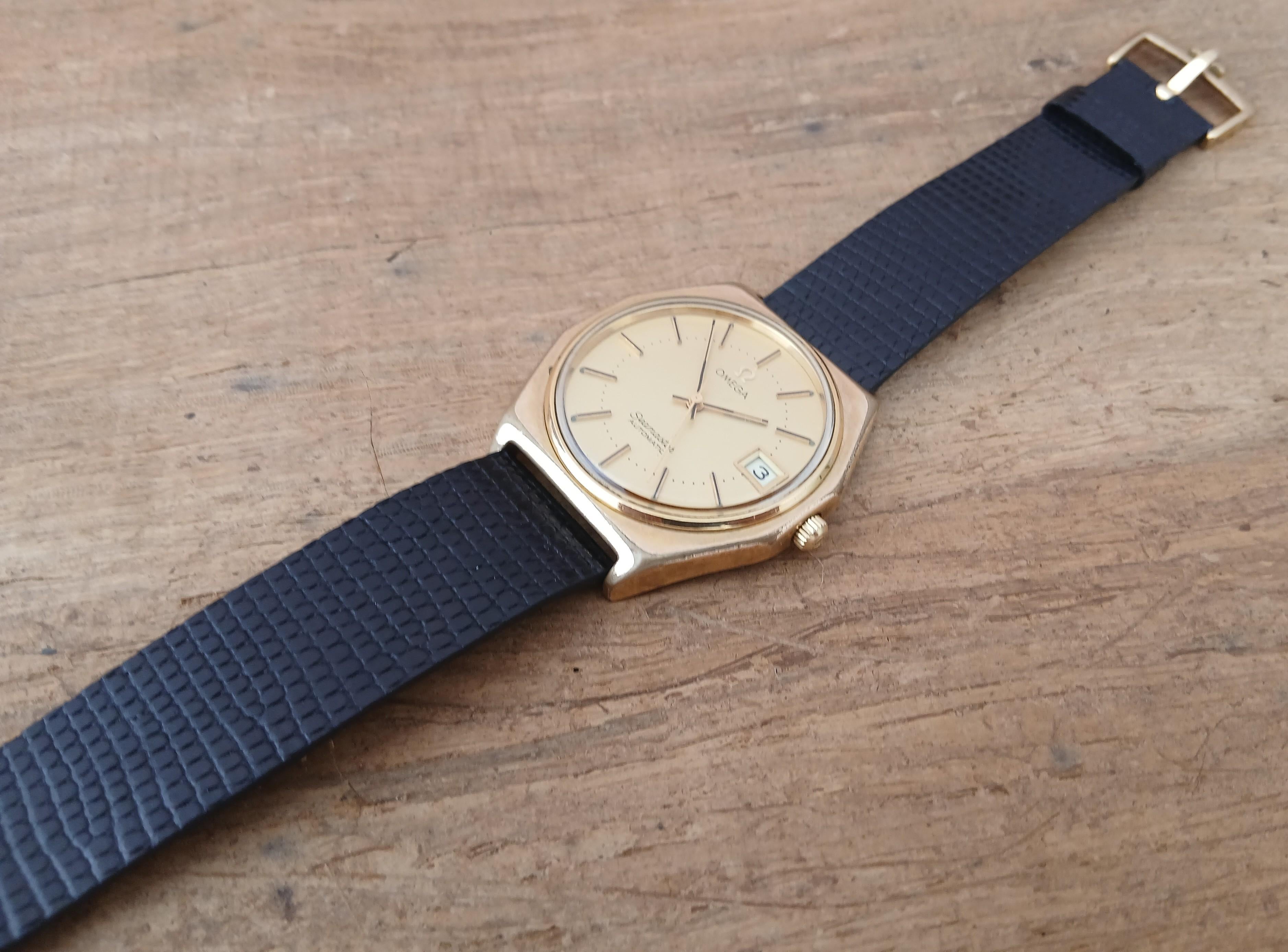 Seltene Omega Seamaster Automatik Ref 1660257 Achteck vergoldet Herrenuhr im Angebot 7