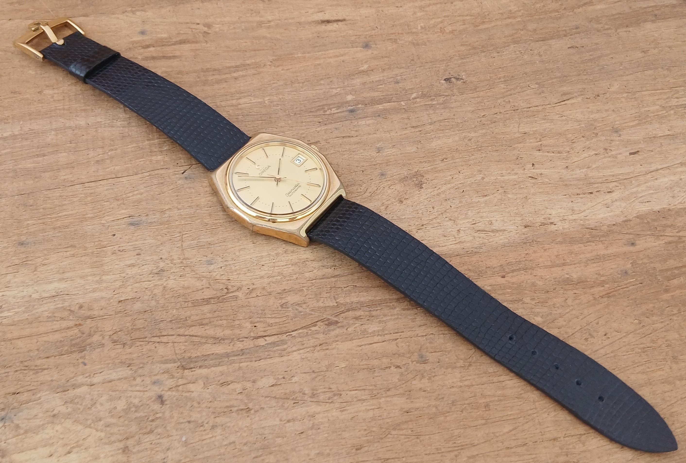 Seltene Omega Seamaster Automatik Ref 1660257 Achteck vergoldet Herrenuhr im Angebot 8