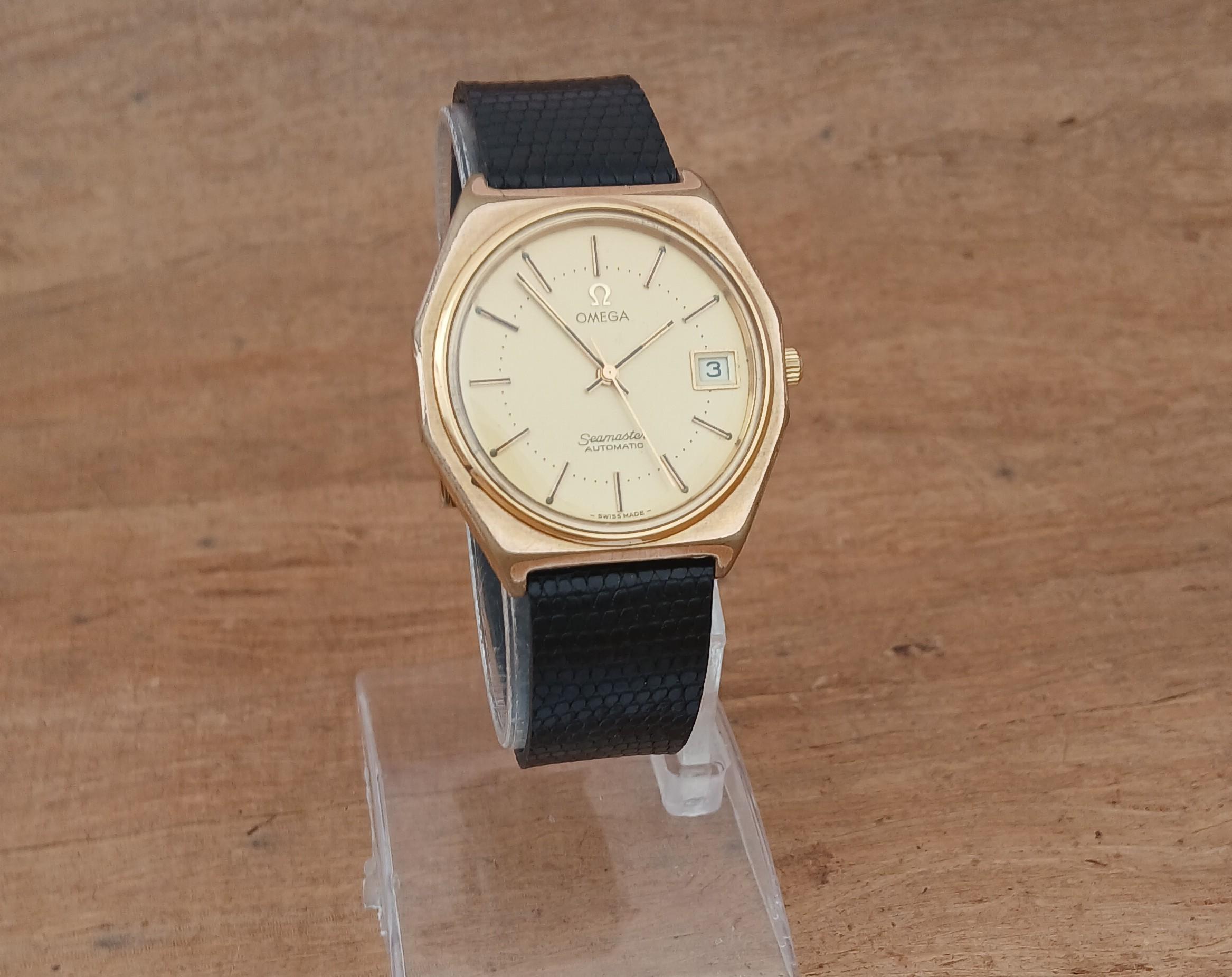 Seltene Omega Seamaster Automatik Ref 1660257 Achteck vergoldet Herrenuhr im Angebot 11