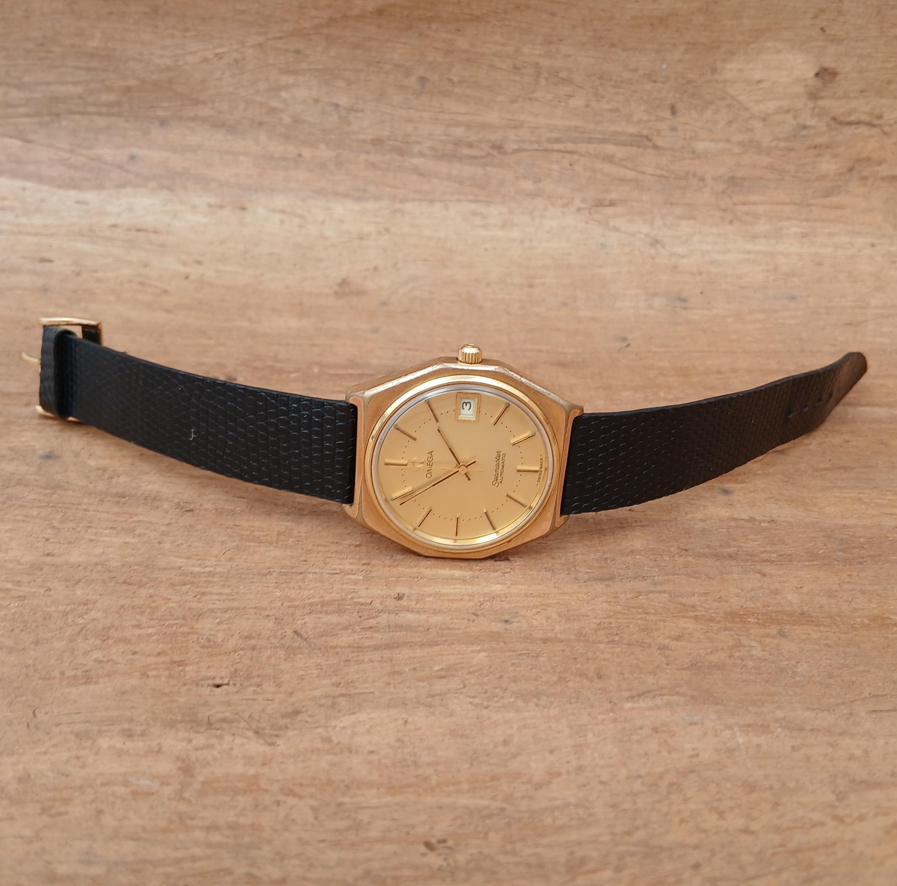 Seltene Omega Seamaster Automatik Ref 1660257 Achteck vergoldet Herrenuhr im Angebot 13