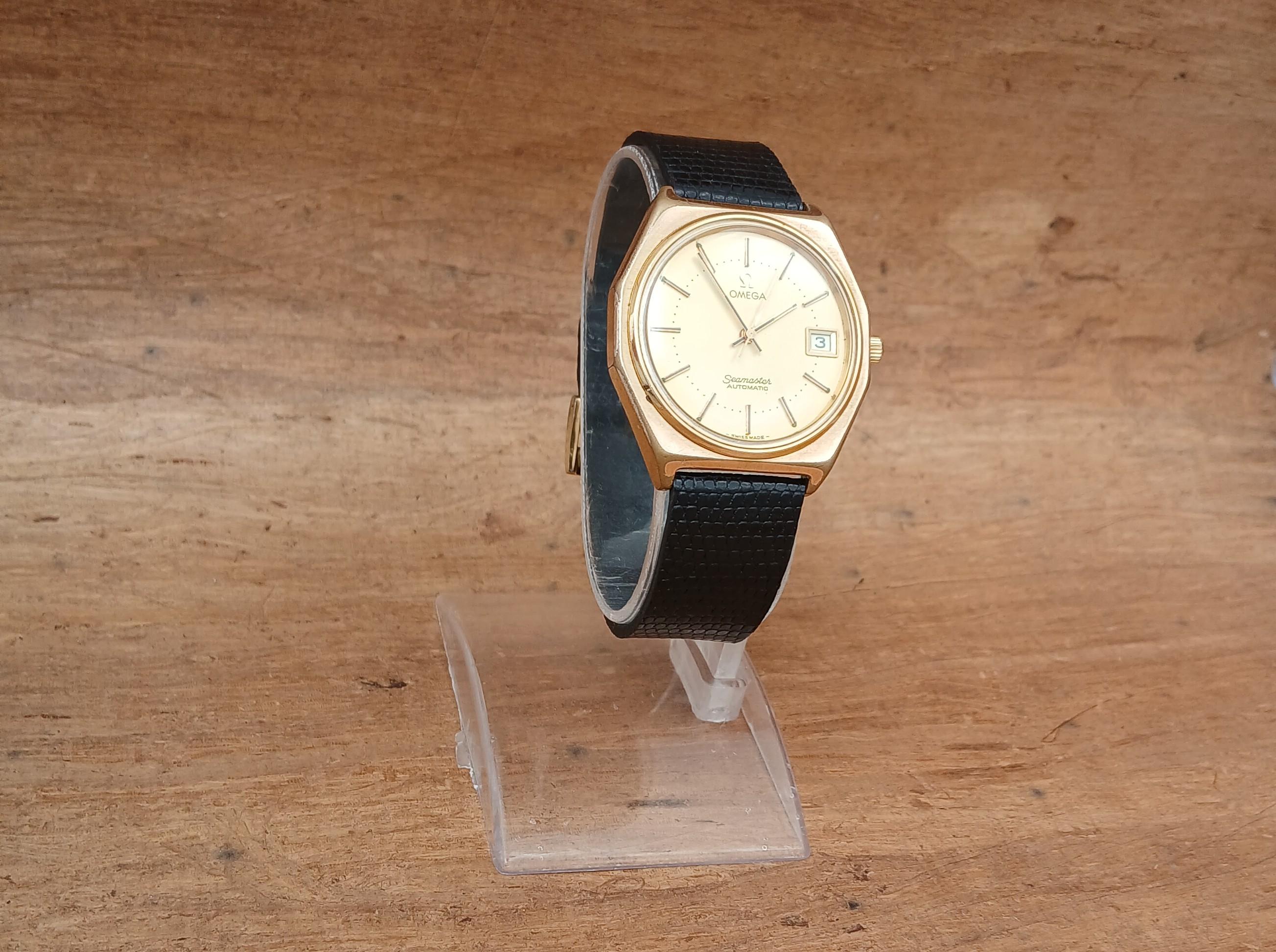 Seltene Omega Seamaster Automatik Ref 1660257 Achteck vergoldet Herrenuhr im Zustand „Gut“ im Angebot in Toronto, CA