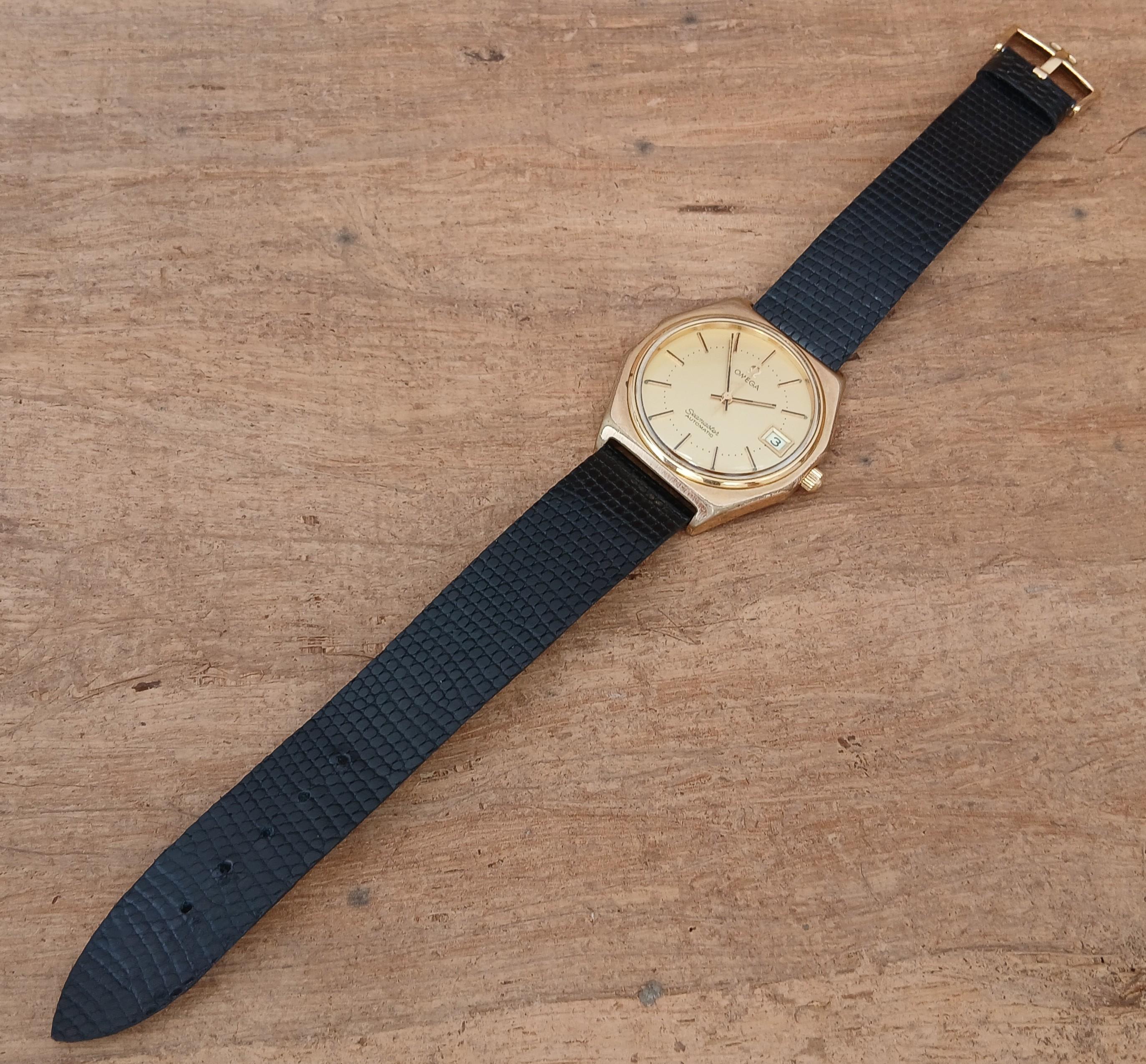 Seltene Omega Seamaster Automatik Ref 1660257 Achteck vergoldet Herrenuhr im Angebot 2