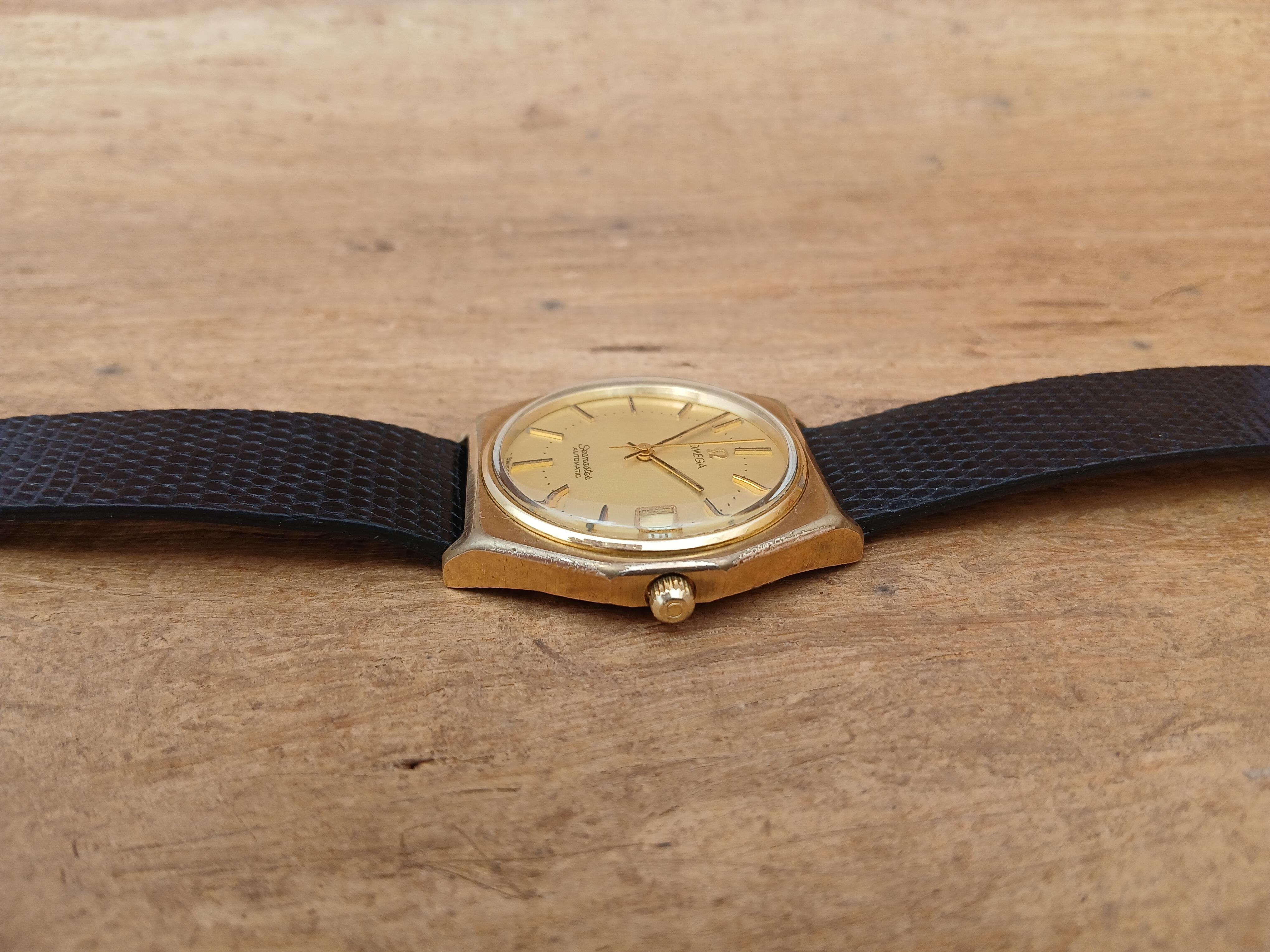 Seltene Omega Seamaster Automatik Ref 1660257 Achteck vergoldet Herrenuhr im Angebot 3