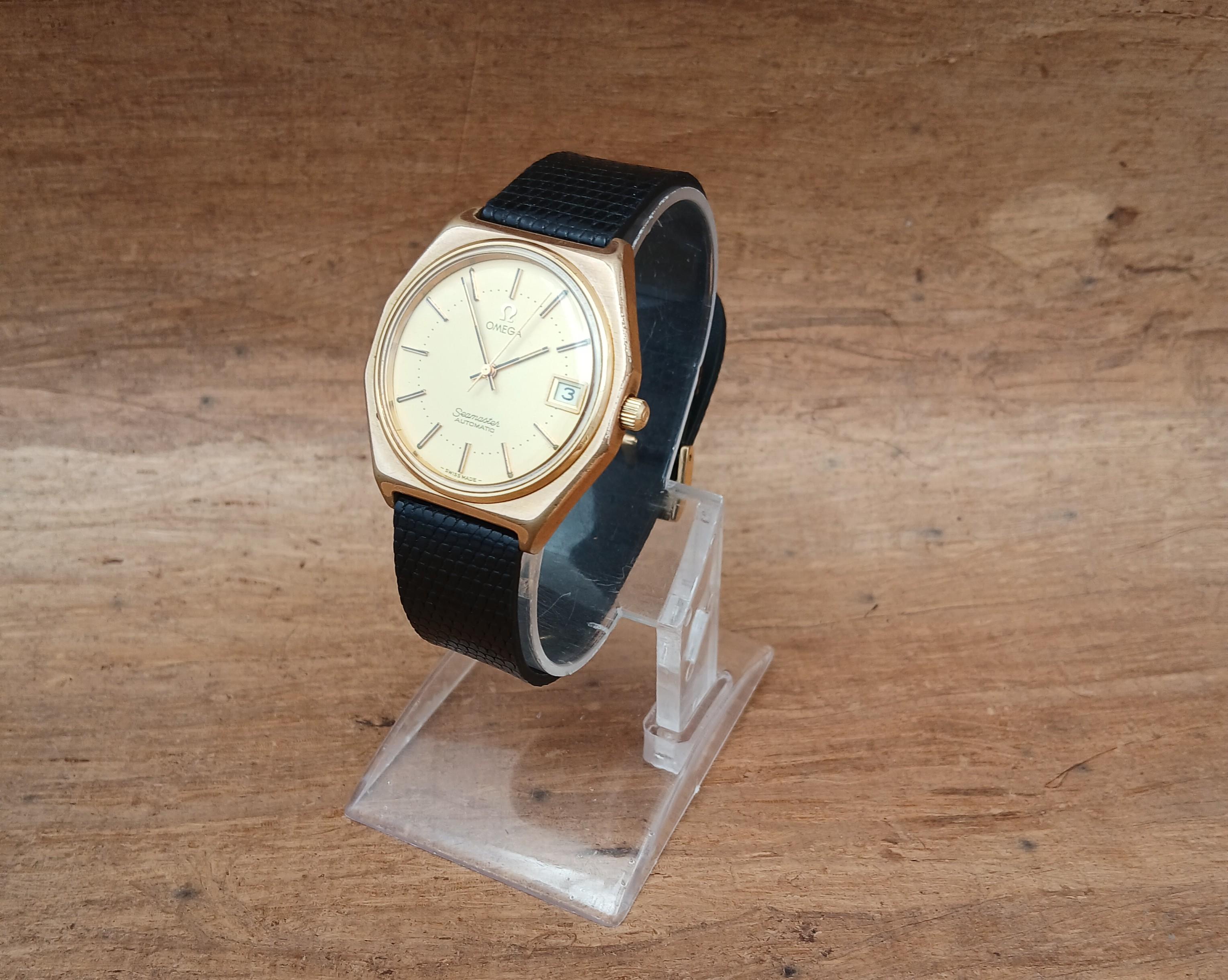 Seltene Omega Seamaster Automatik Ref 1660257 Achteck vergoldet Herrenuhr im Angebot 6