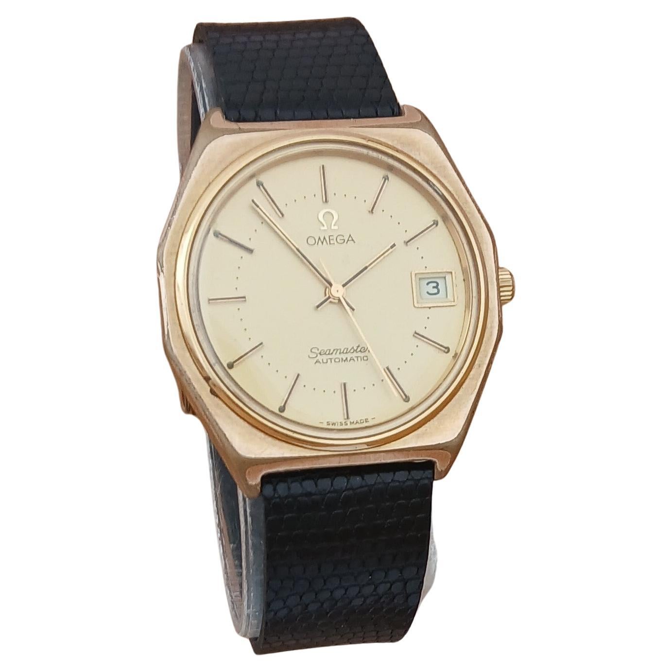 Seltene Omega Seamaster Automatik Ref 1660257 Achteck vergoldet Herrenuhr im Angebot