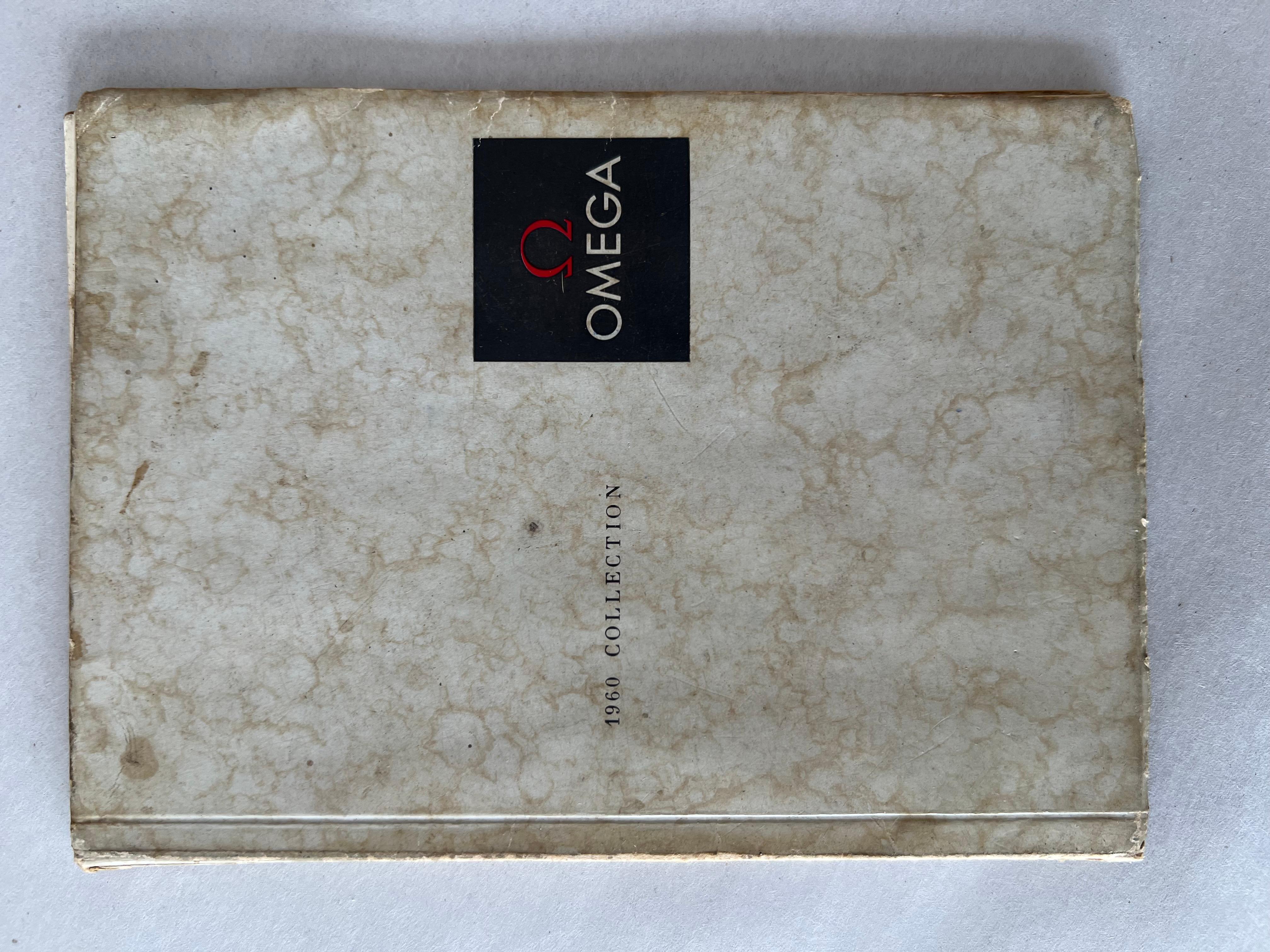 Rare Omega Watch Co catalog, from 1960. Approx. 88 pages, black/white with red logo inset. Showing the current Omega production from 1960 for both men and women's models. Great reference and historical/horology importance.