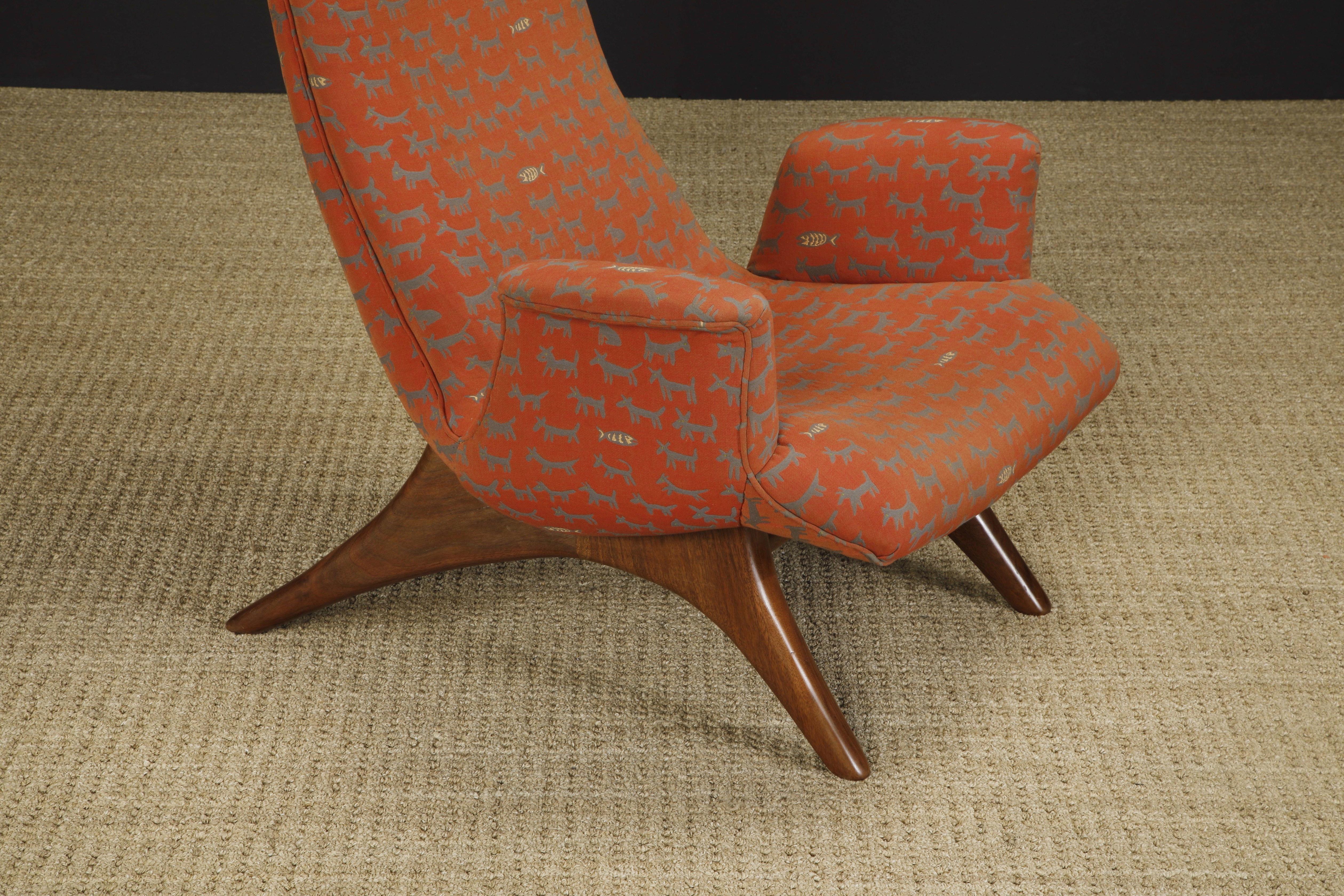 Rare 'Ondine' Wingback Lounge Chair by Vladimir Kagan, c 1970, Signed For Sale 5