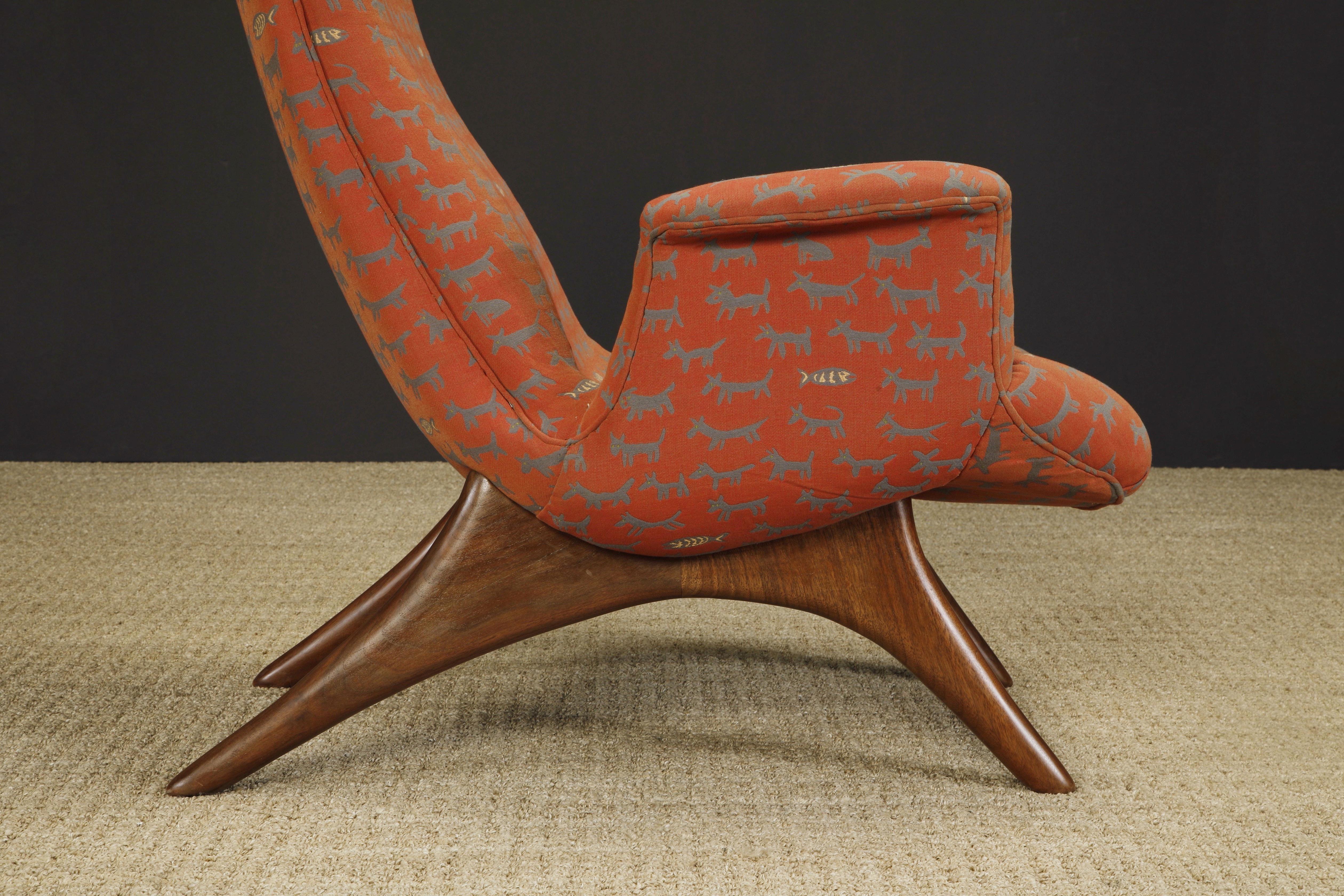 Rare 'Ondine' Wingback Lounge Chair by Vladimir Kagan, c 1970, Signed For Sale 6