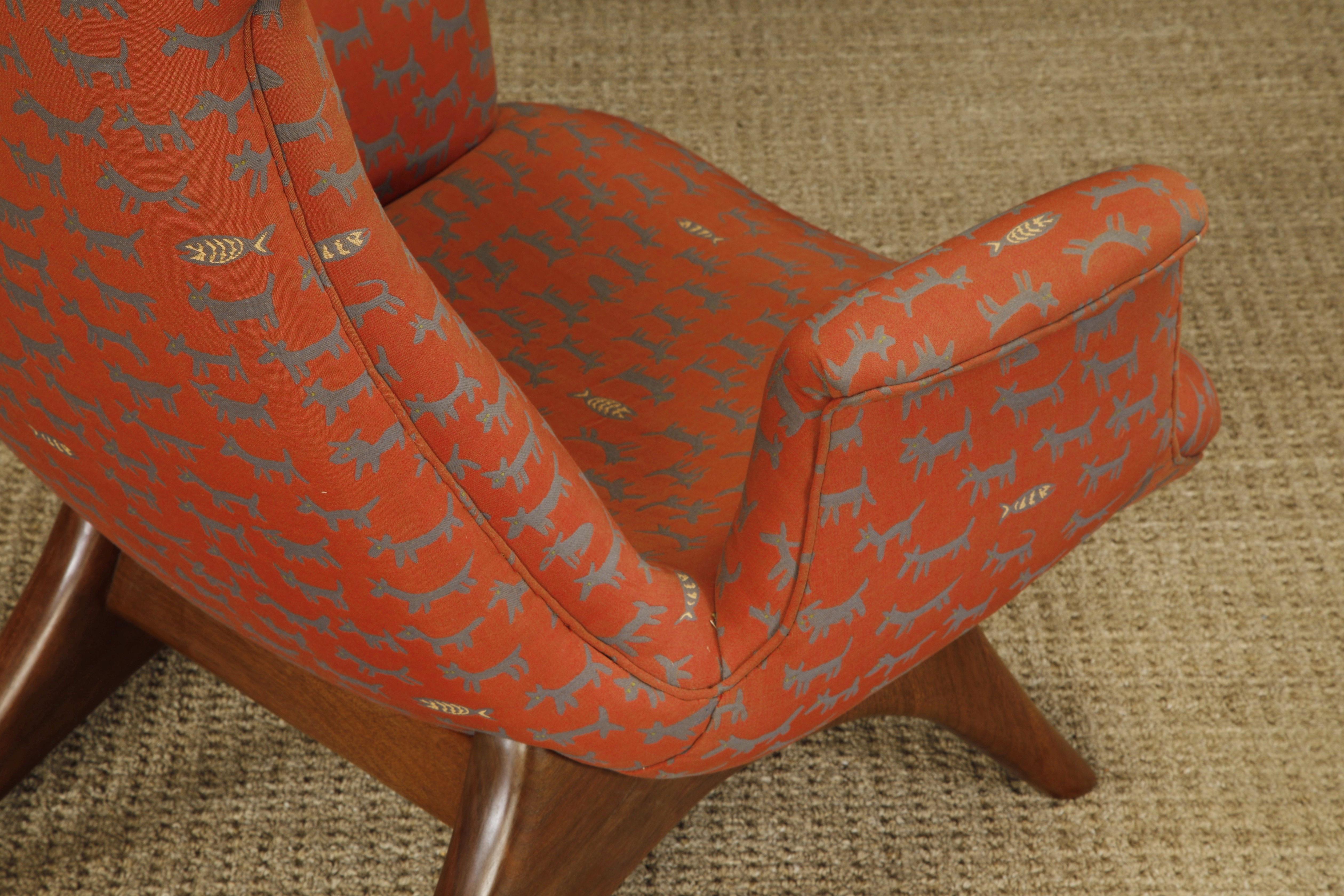 Rare 'Ondine' Wingback Lounge Chair by Vladimir Kagan, c 1970, Signed For Sale 9