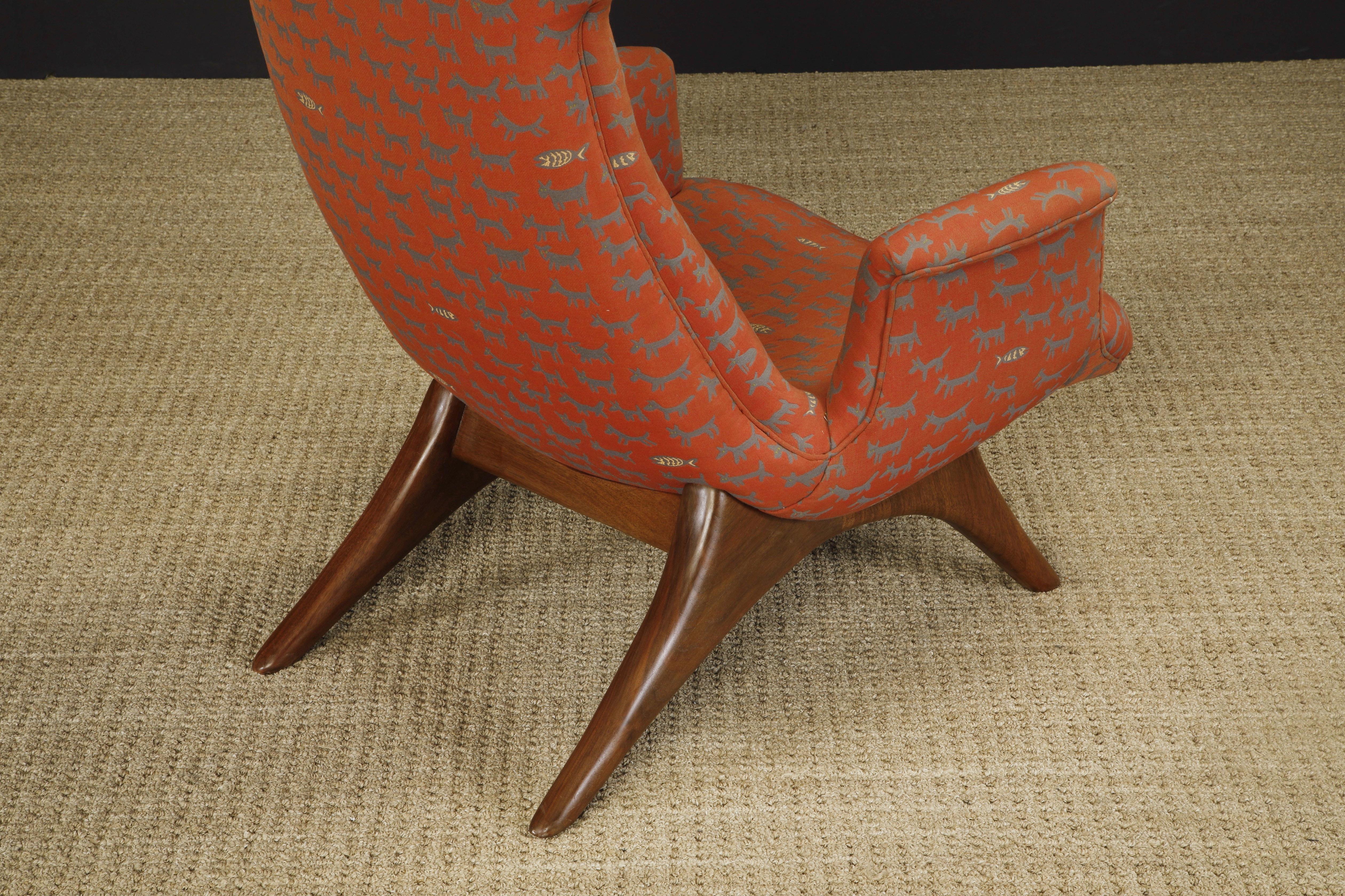 Rare 'Ondine' Wingback Lounge Chair by Vladimir Kagan, c 1970, Signed 9