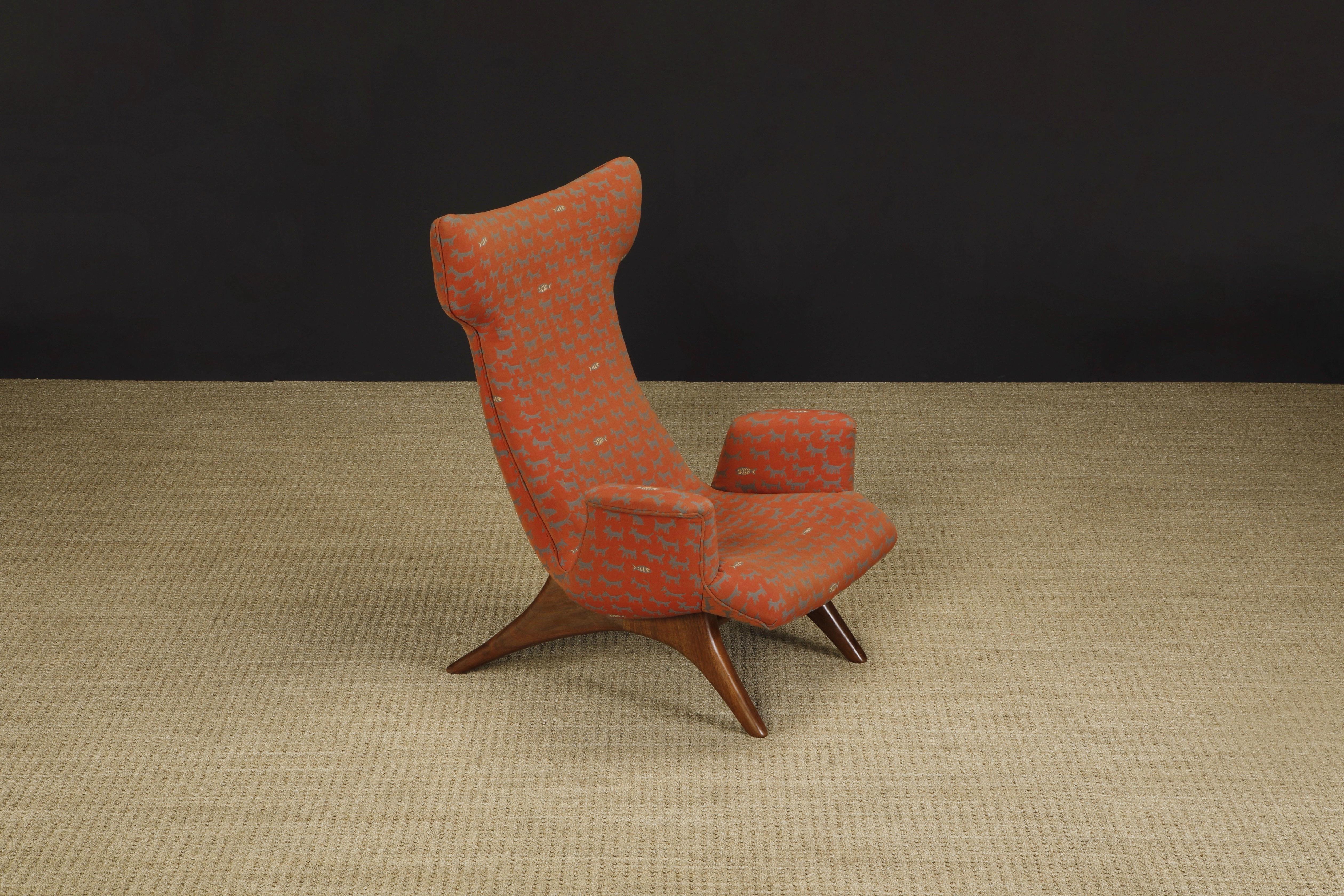 Mid-Century Modern Rare fauteuil de salon Wingback « Ondine » de Vladimir Kagan, signé, vers 1970 en vente