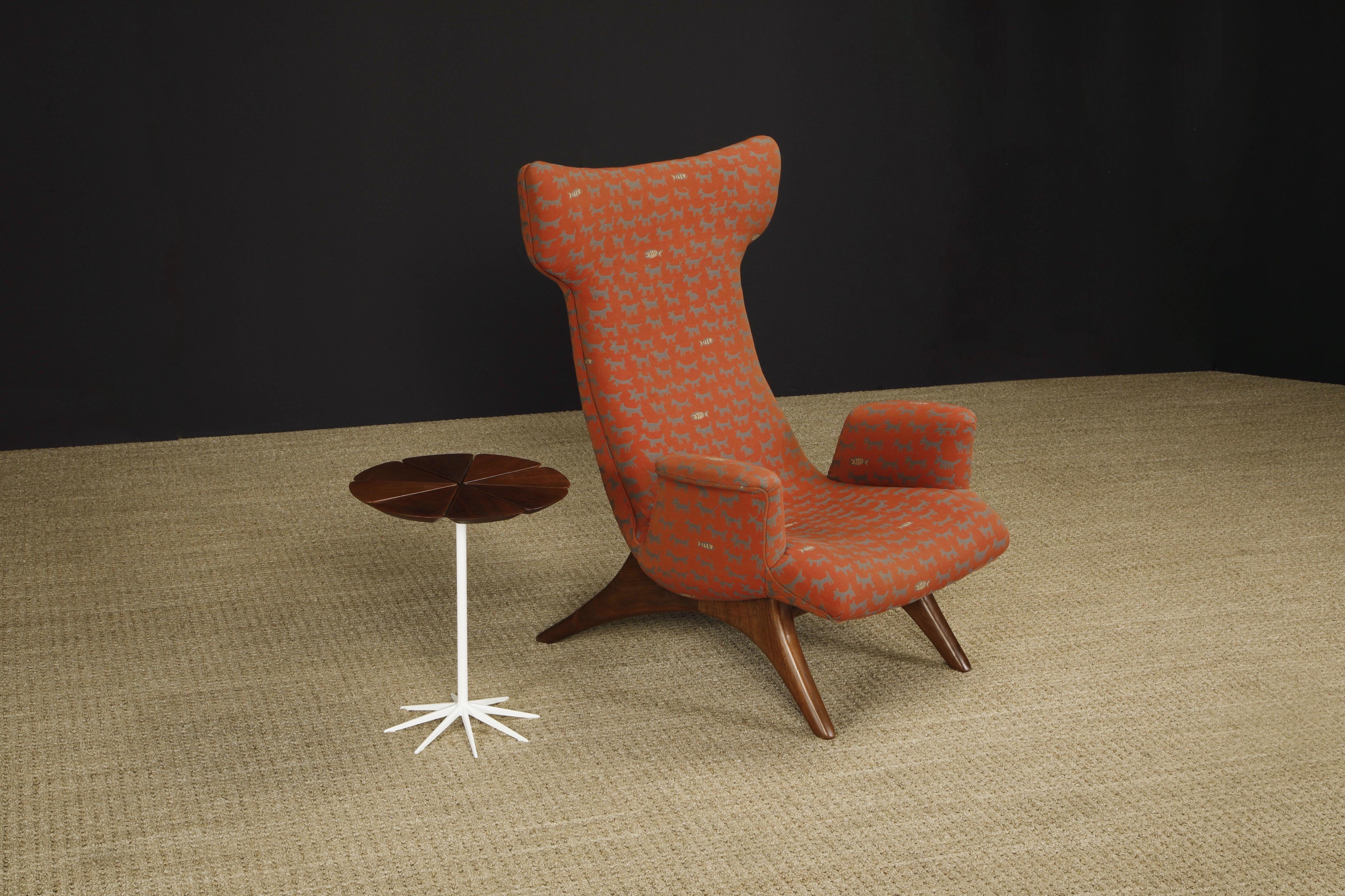 Fabric Rare 'Ondine' Wingback Lounge Chair by Vladimir Kagan, c 1970, Signed
