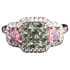 Rare & One-of-a-kind, GIA Certified, Natural Fancy Intense Green Diamond Ring