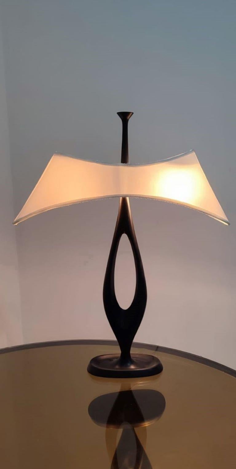 Blackened Rare One of Two Table Lamps by Max Ingrand for Fontana Arte, 1955-1956, Italy For Sale
