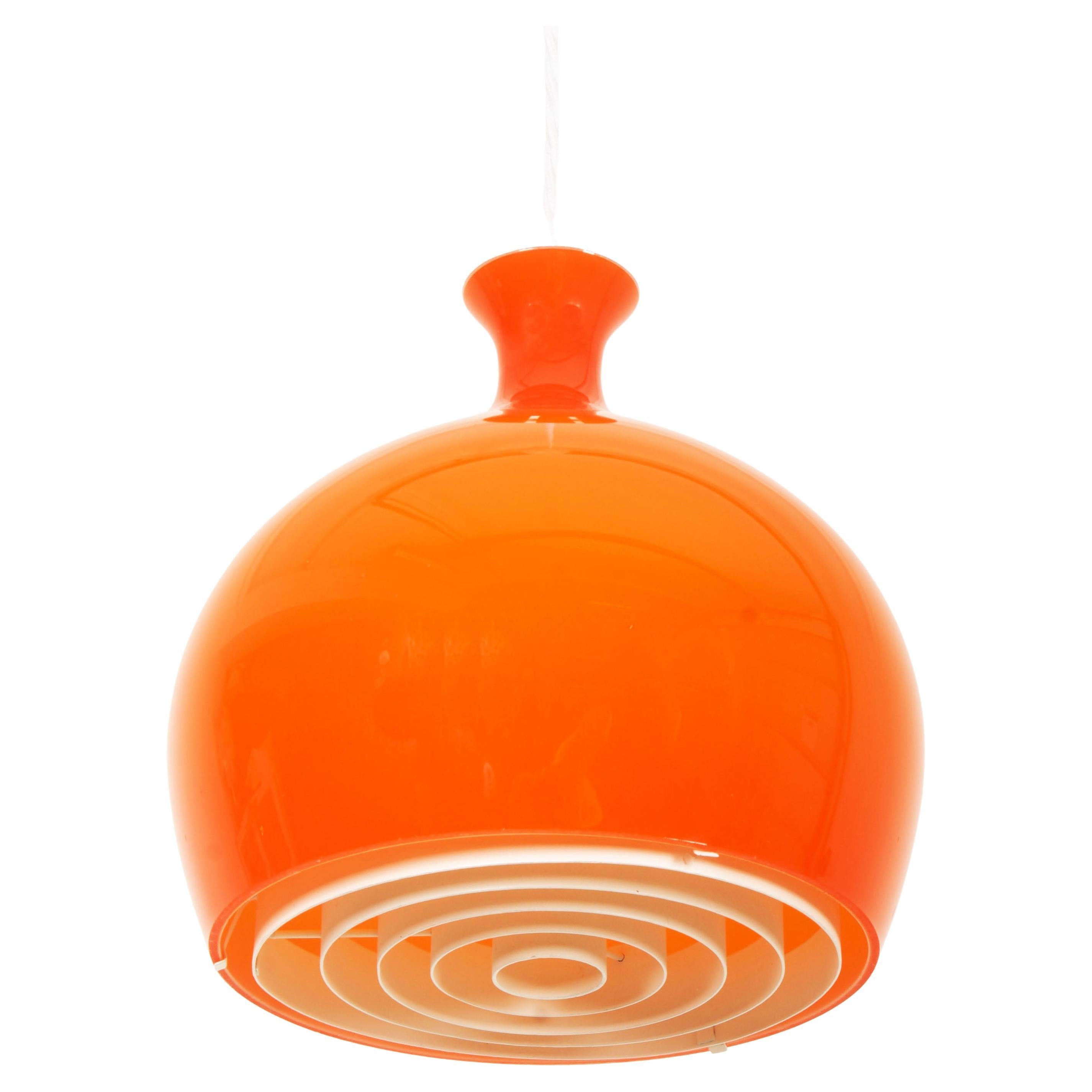Rare Onion Pendants in Orange Glass by Helge Zimdal