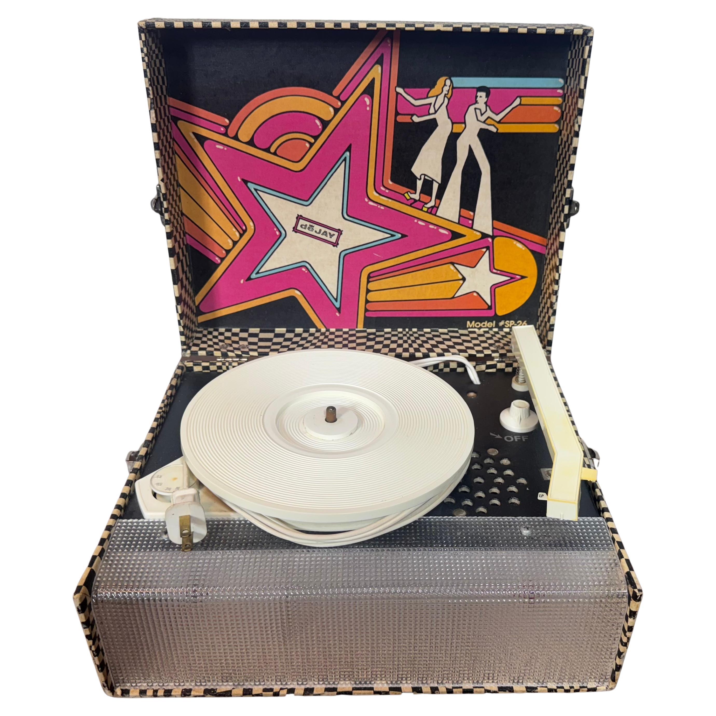 Rare Op Art Portable Recod Player with Flashing Multi-colored Lights For Sale