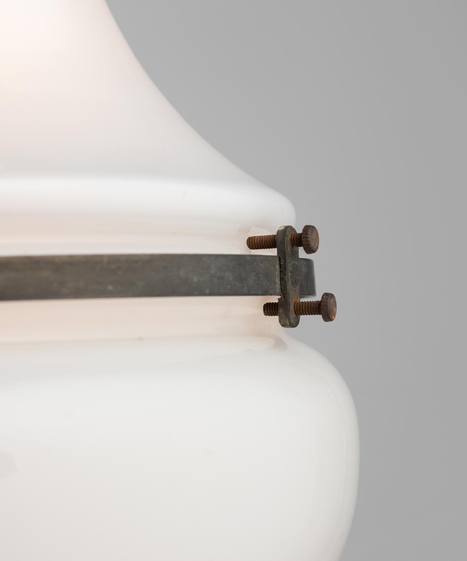 Modern Rare Opaline and Brass Pendant by Peter Behrens