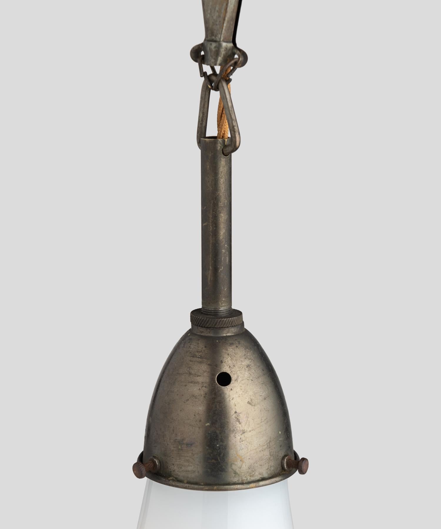 German Rare Opaline and Brass Pendant by Peter Behrens