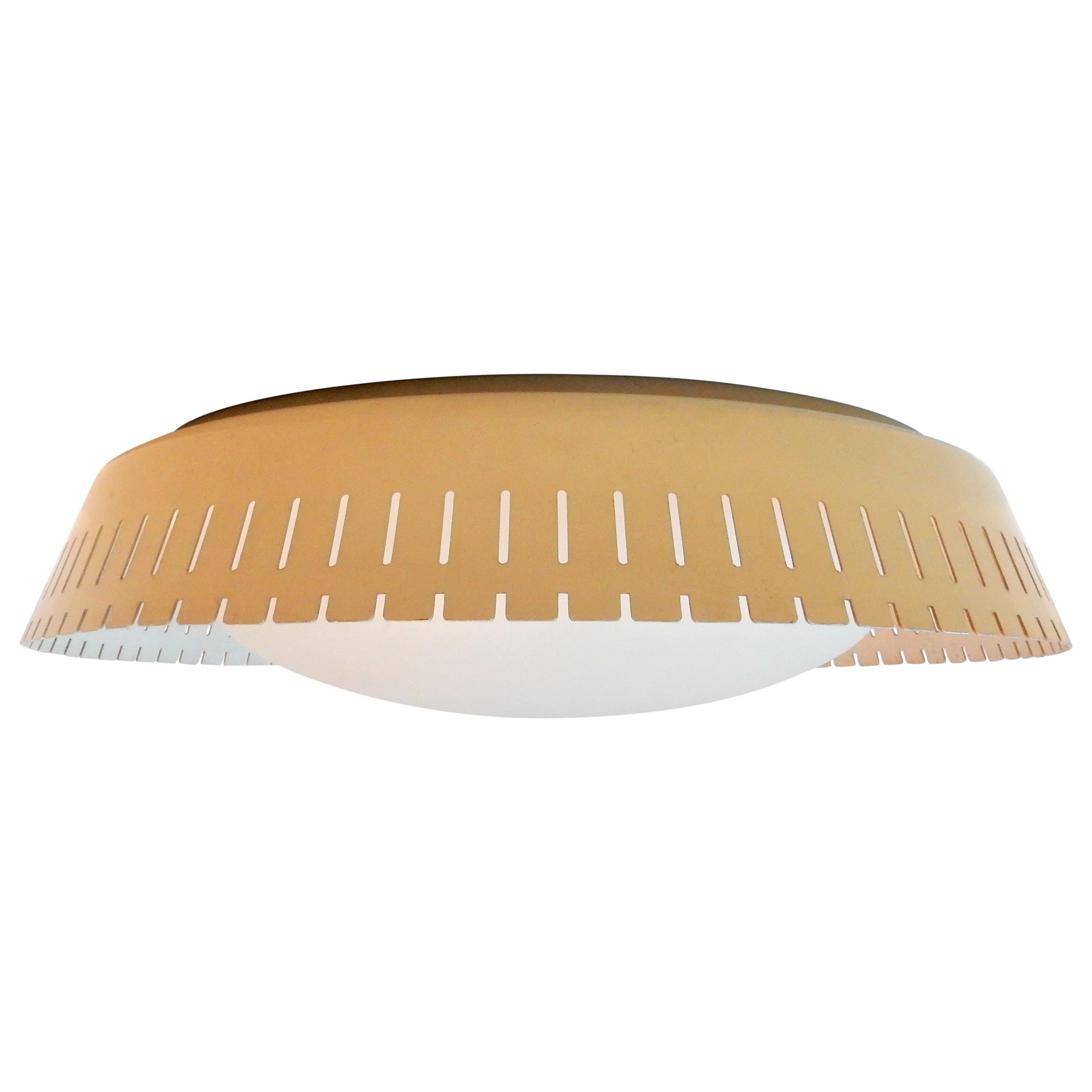 Rare Opaline and Metal Ceiling Lamp by Bent Karlby, Denmark, 1960s