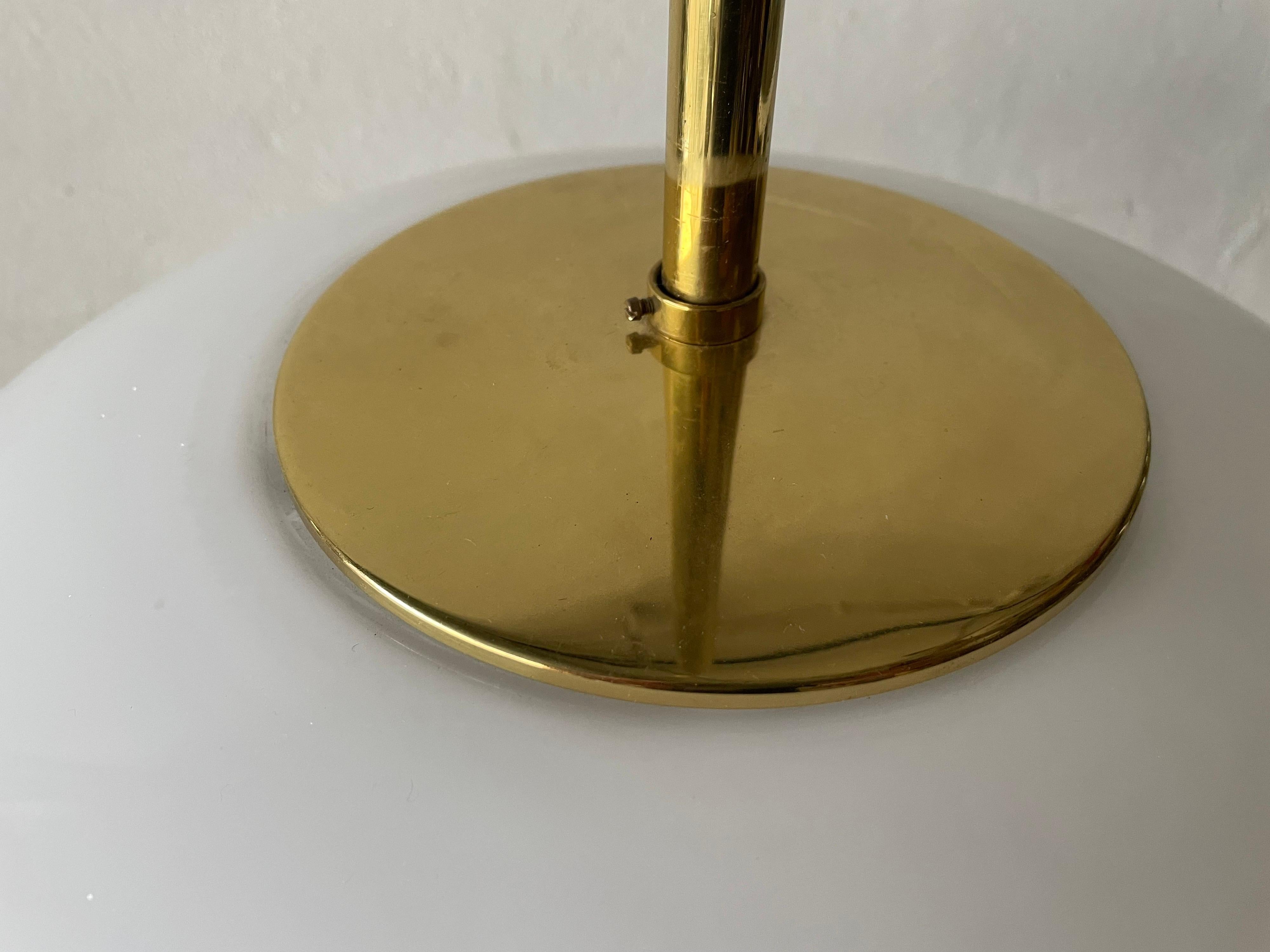 Rare Opaline Glass & Brass Lux Pendant Lamp by Limburg, 1960s, Germany 10
