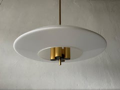 Rare Opaline Glass & Brass Lux Pendant Lamp by Limburg, 1960s, Germany