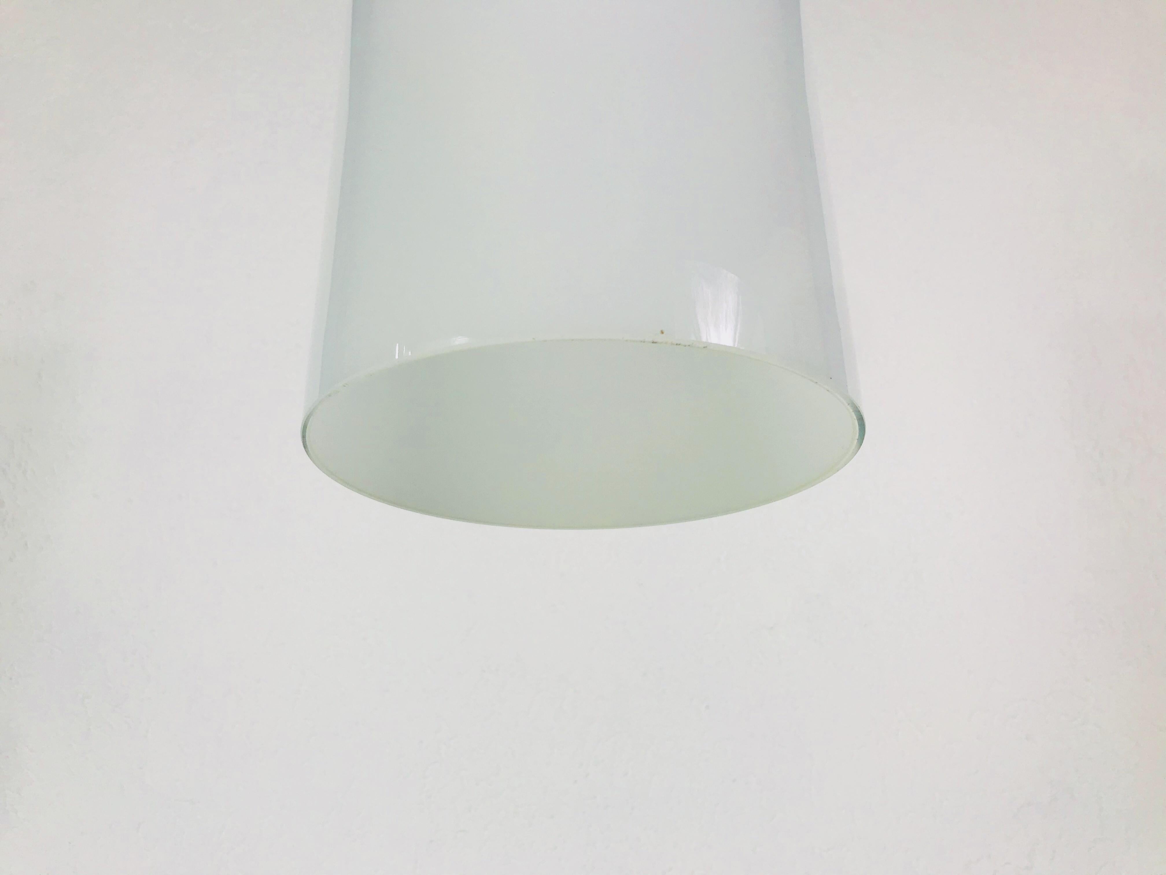 German Rare Opaline Glass Pendant Lamp by Limburg, 1970s For Sale