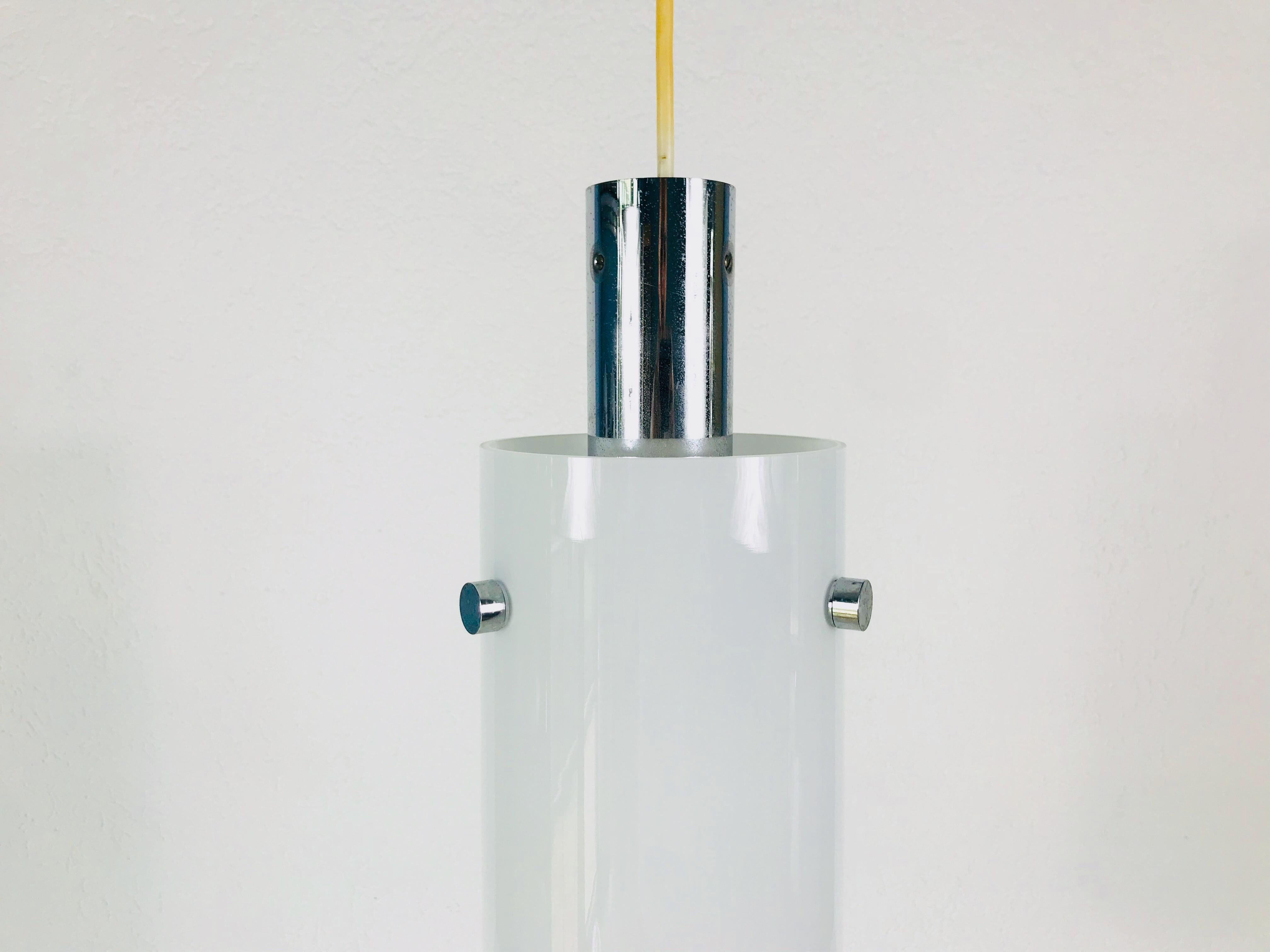 Rare Opaline Glass Pendant Lamp by Limburg, 1970s In Good Condition For Sale In Hagenbach, DE