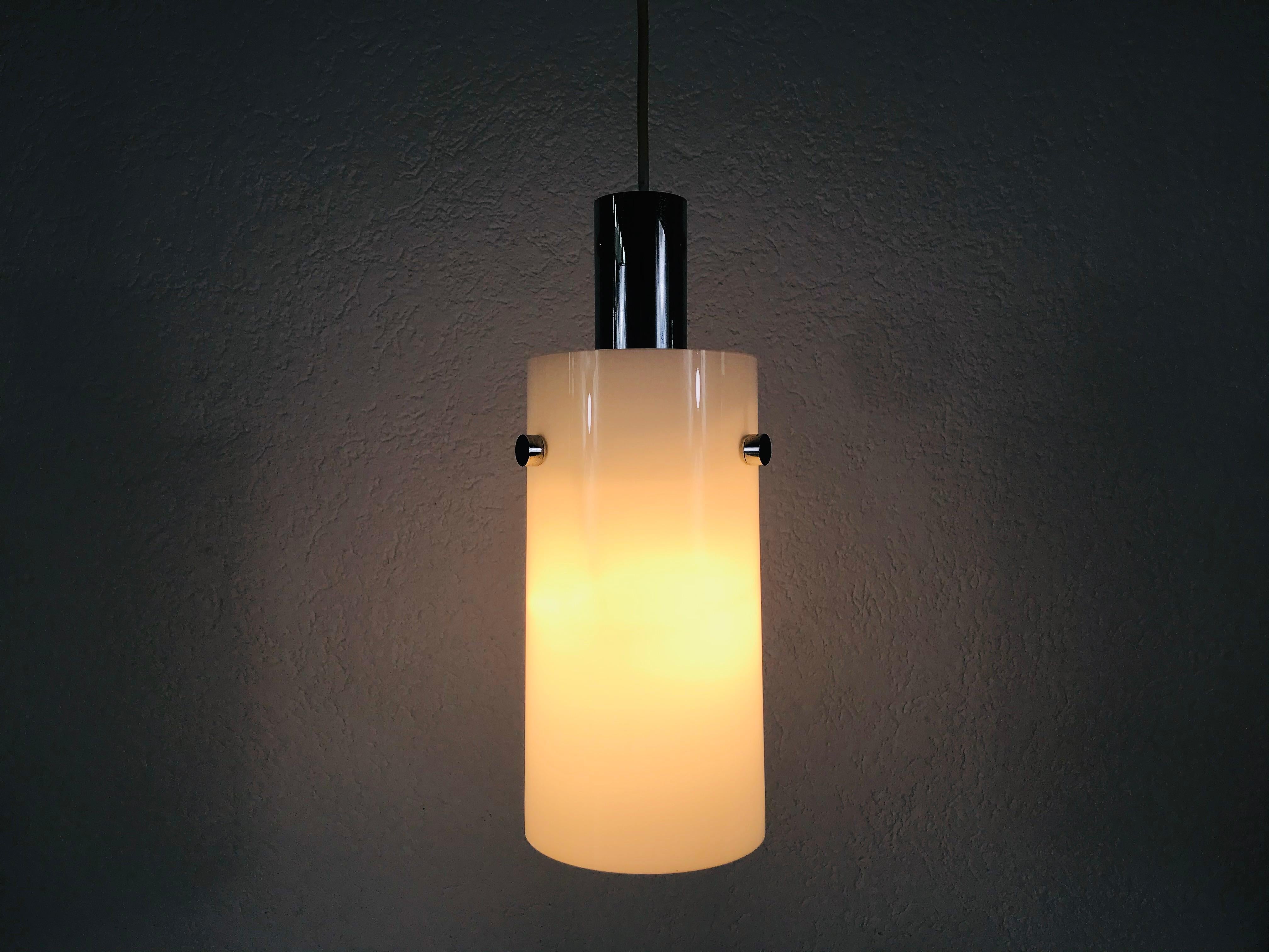 Late 20th Century Rare Opaline Glass Pendant Lamp by Limburg, 1970s For Sale