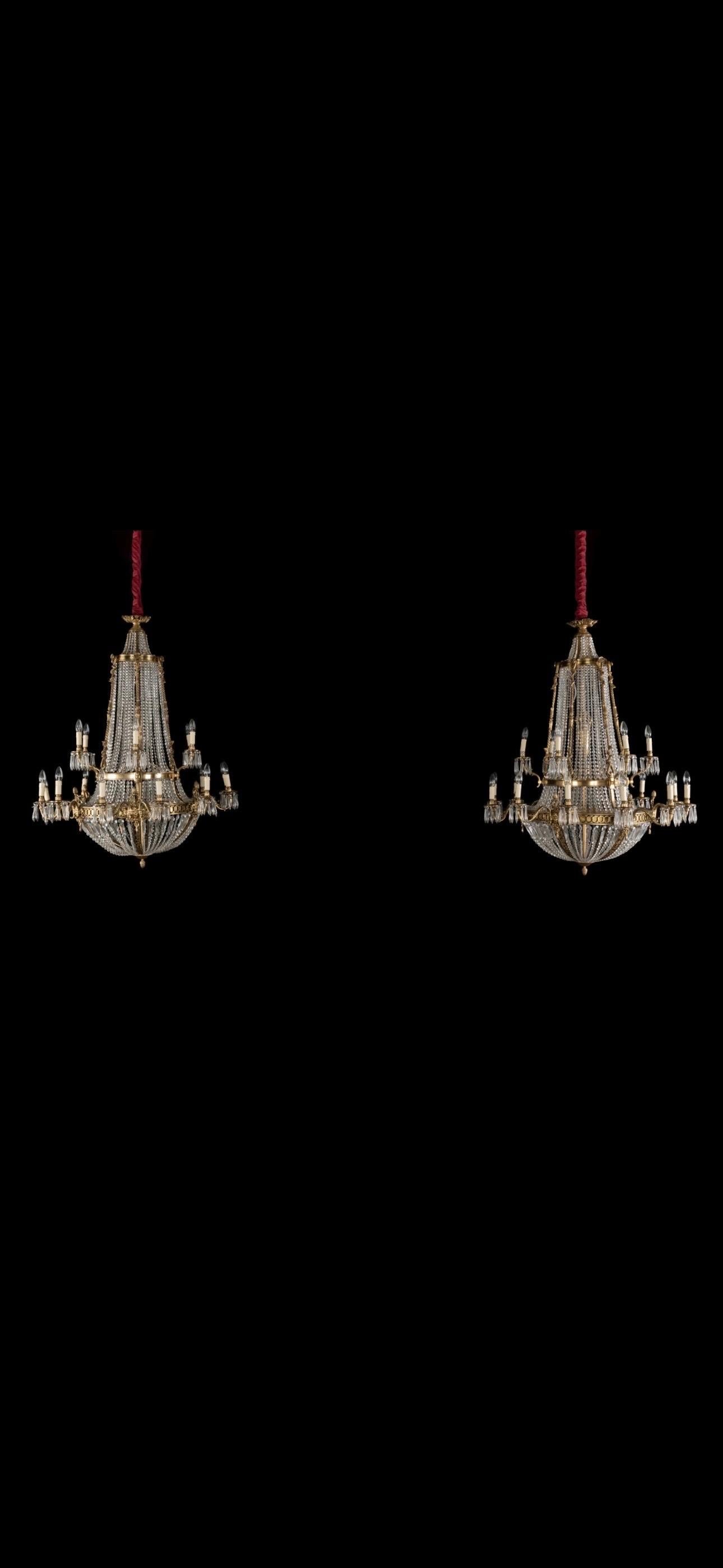 Here we have a rare opportunity to buy a matching pair of chandeliers used on the set of the CROWN tv show. 

Sold at auction by bonhams in February 2024, they fetched over £10’000 each. With people contacting the winning bidder after the show