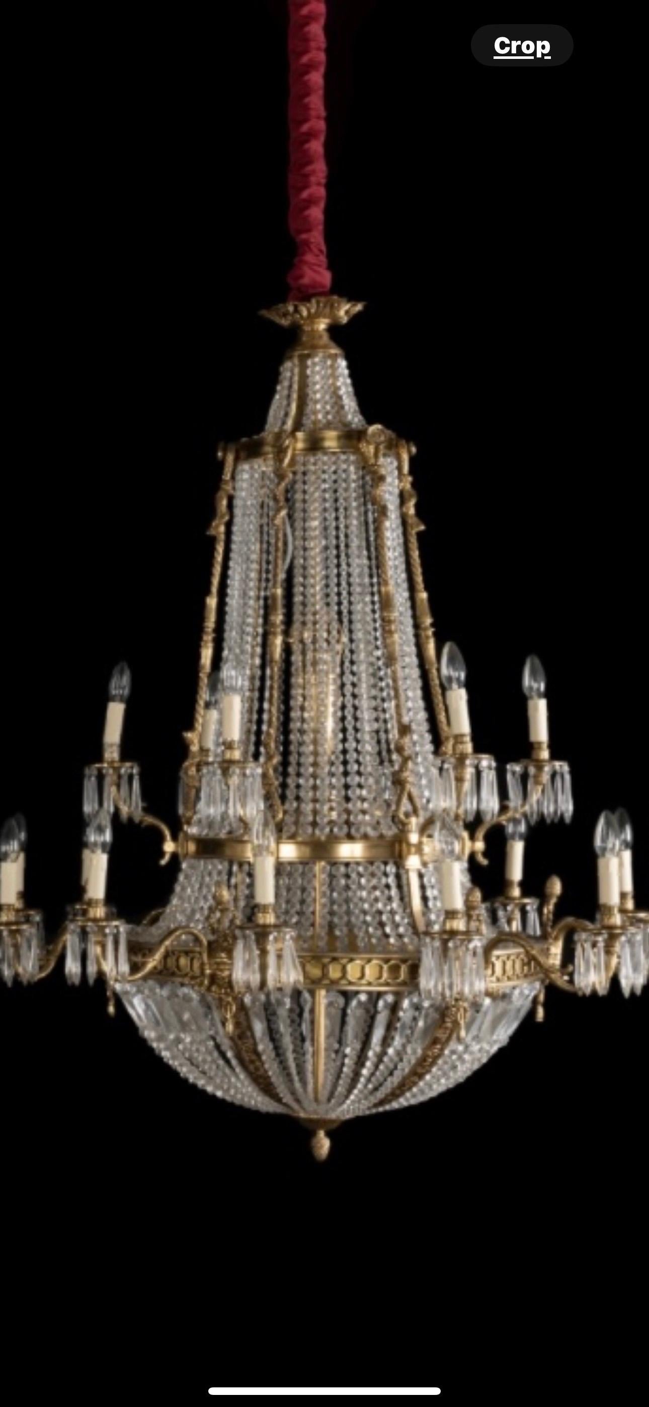 Rare opportunity, 20thC French empire chandeliers from TV show THE CROWN In Good Condition For Sale In Worthing, GB