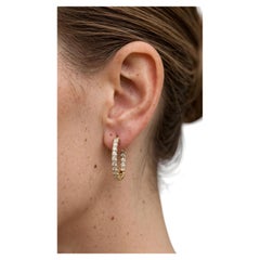 BLOWOUT MONTH, 5.05 Carat Natural Diamond Hoops Earrings 14 Karat Yellow Gold