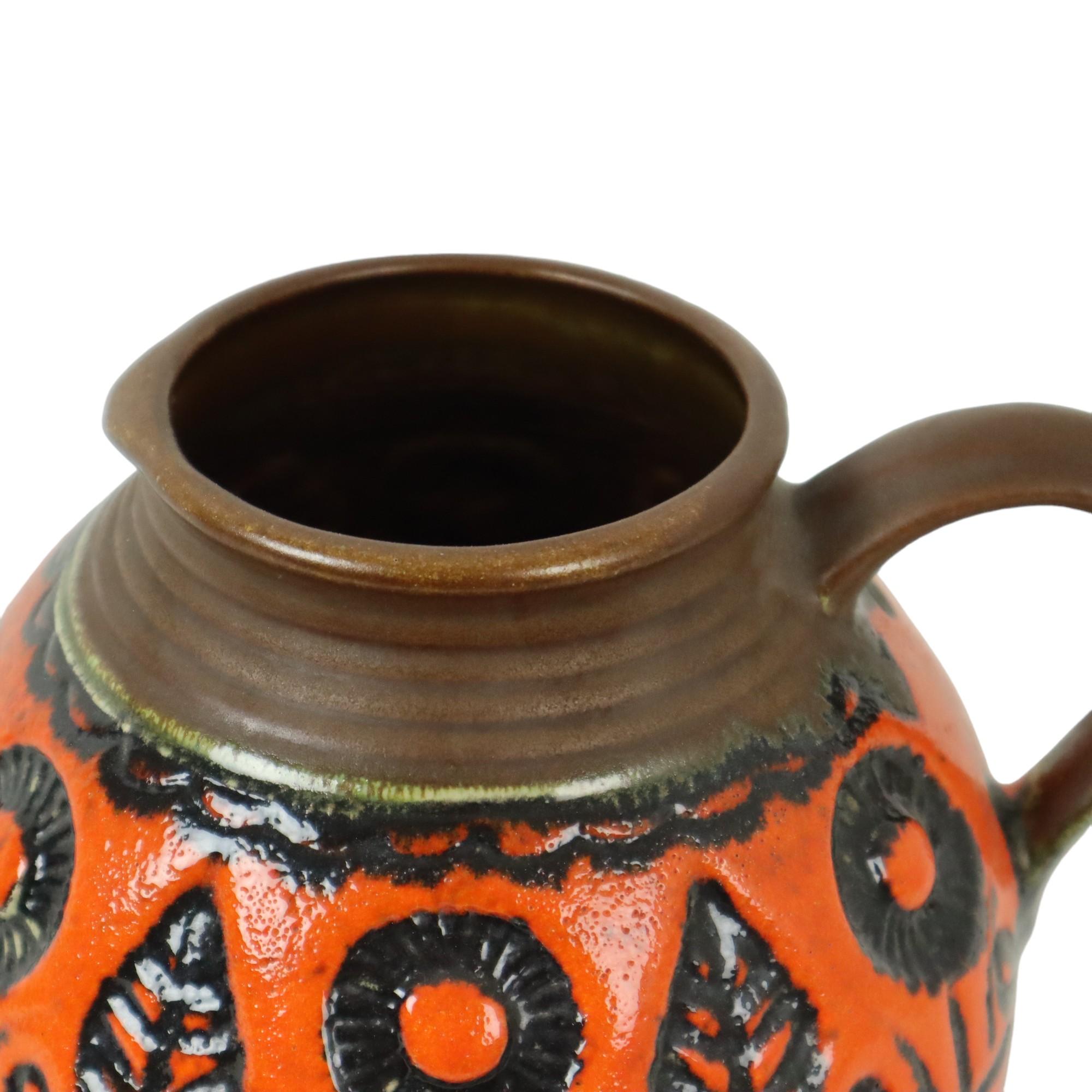 XX secolo Raro vaso a sfera arancione della Germania occidentale in ceramica Wekara 1850-18 in vendita