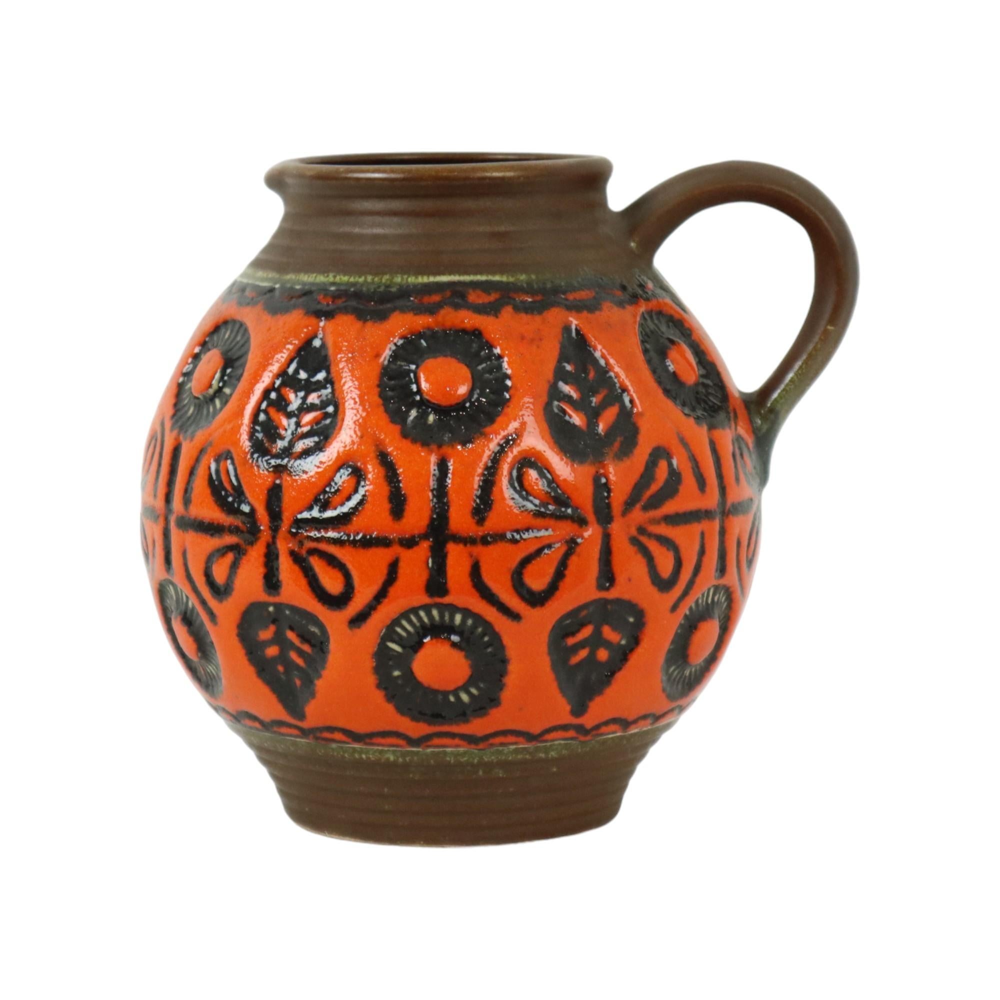 Ceramica Raro vaso a sfera arancione della Germania occidentale in ceramica Wekara 1850-18 in vendita