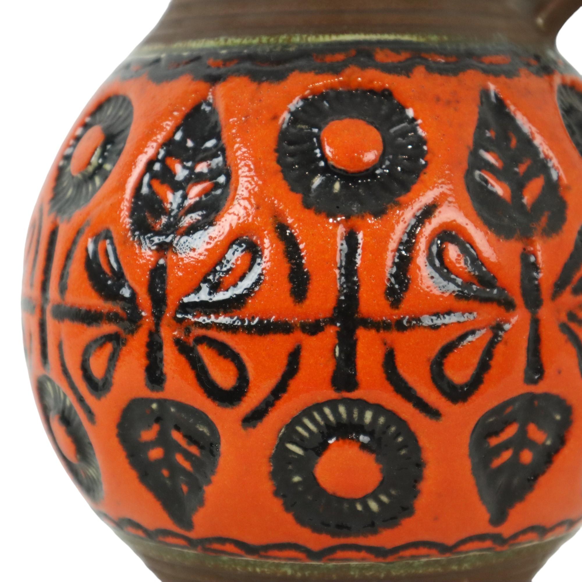Raro vaso a sfera arancione della Germania occidentale in ceramica Wekara 1850-18 in vendita 1