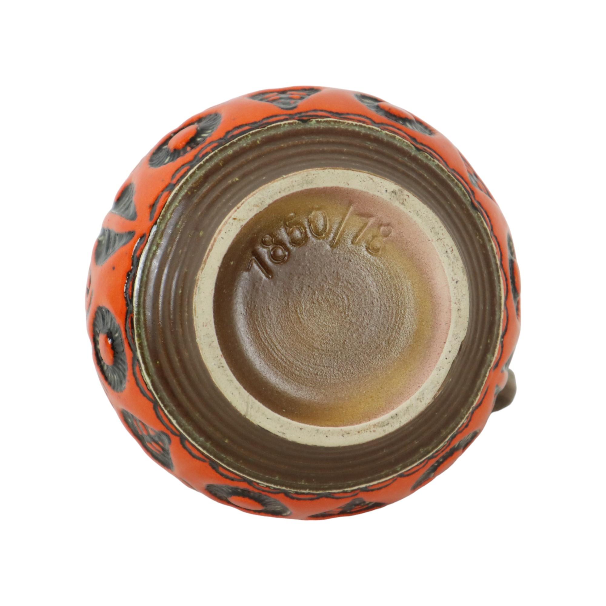 Raro vaso a sfera arancione della Germania occidentale in ceramica Wekara 1850-18 in vendita 2