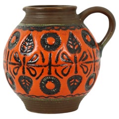 Rare Orange Ball Vase West Germany Pottery Wekara 1850-18