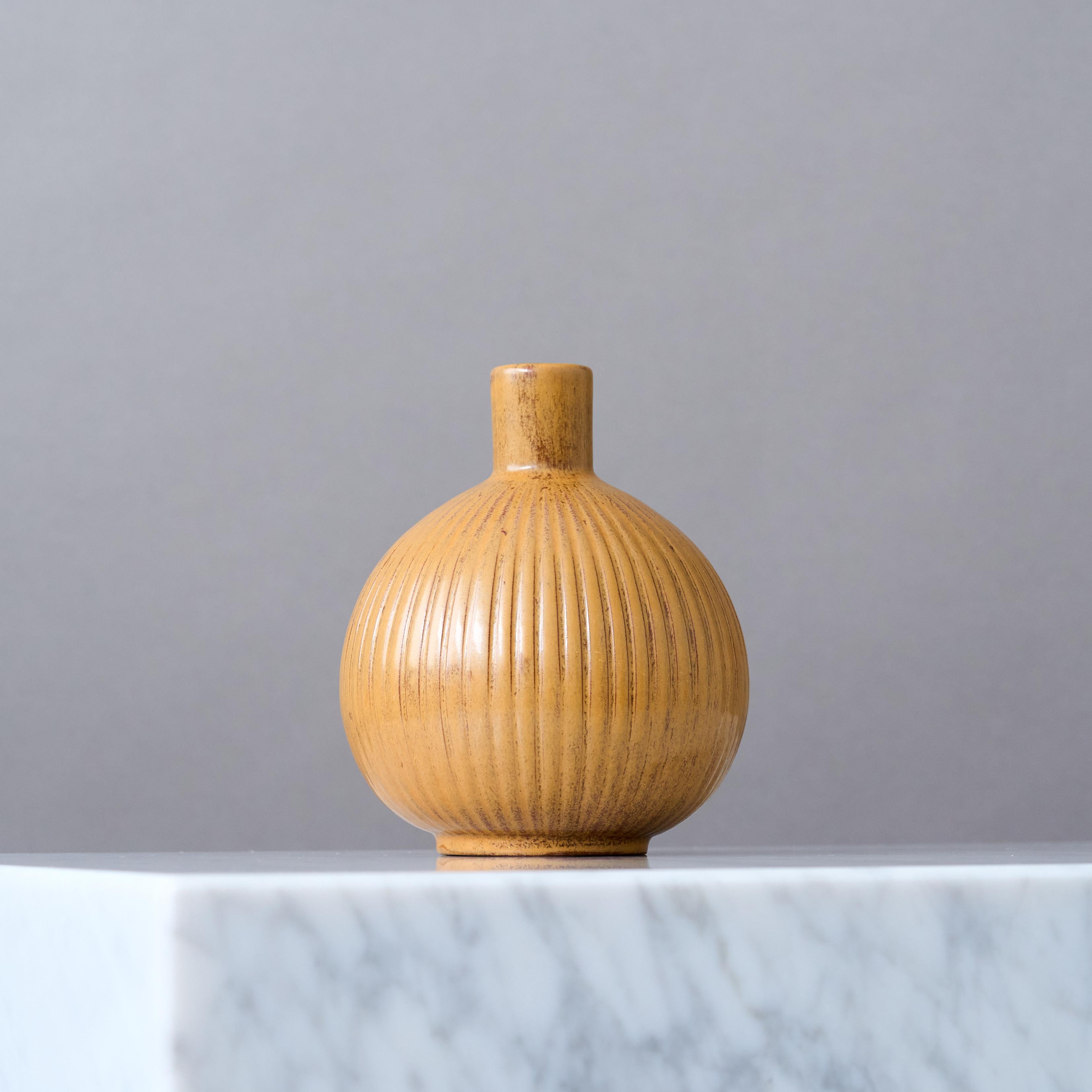 Rare vase en céramique orange d'Arthur Percy pour Upsala Ekeby, Suède, 1941-1948. en vente 1