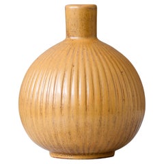Raro jarrón de cerámica naranja de Arthur Percy para Upsala Ekeby, Suecia, 1941-1948.