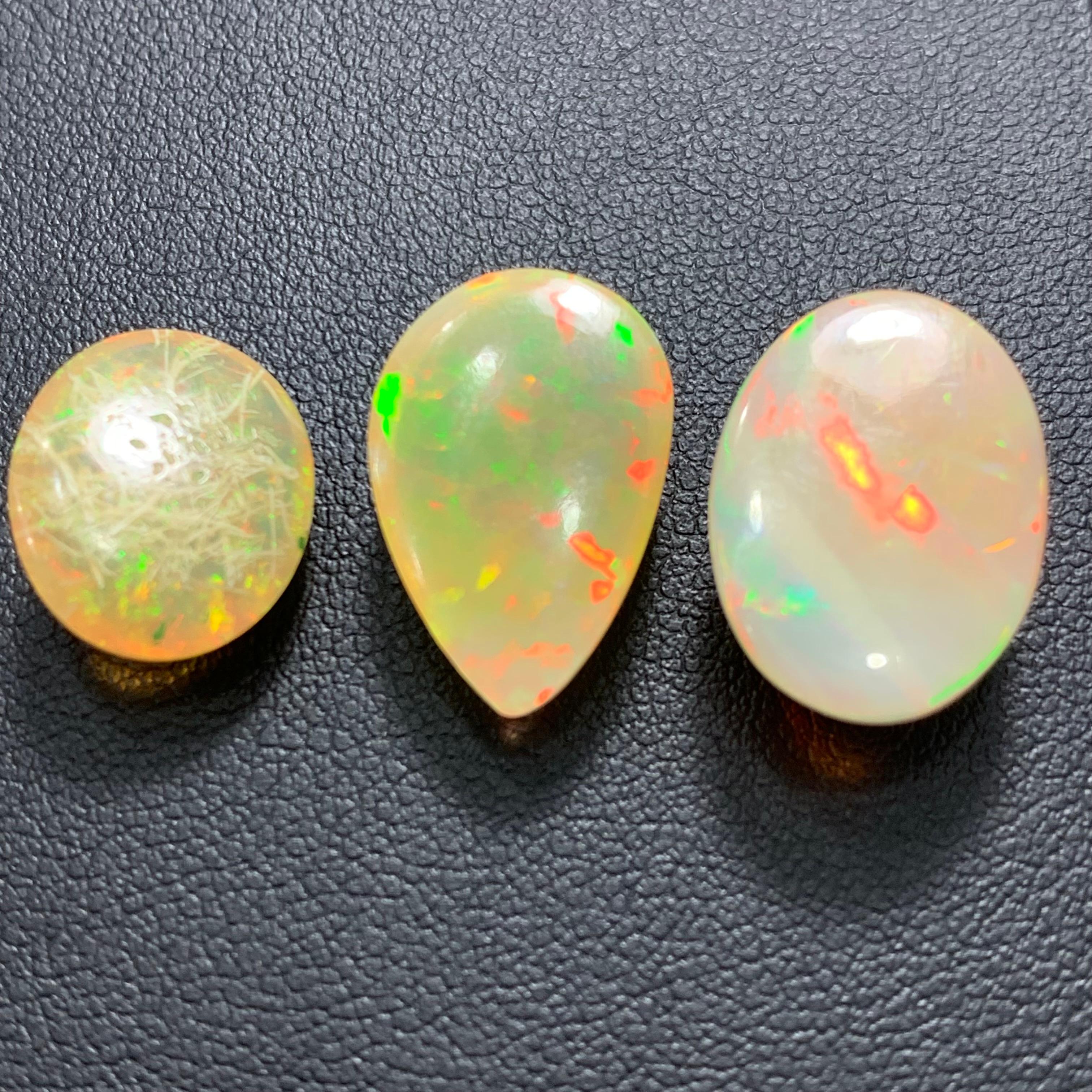 Women's or Men's Rare Orange Creamy Natural Fire Opal Gemstone Cabochons, 20 Ct for Jewelry
