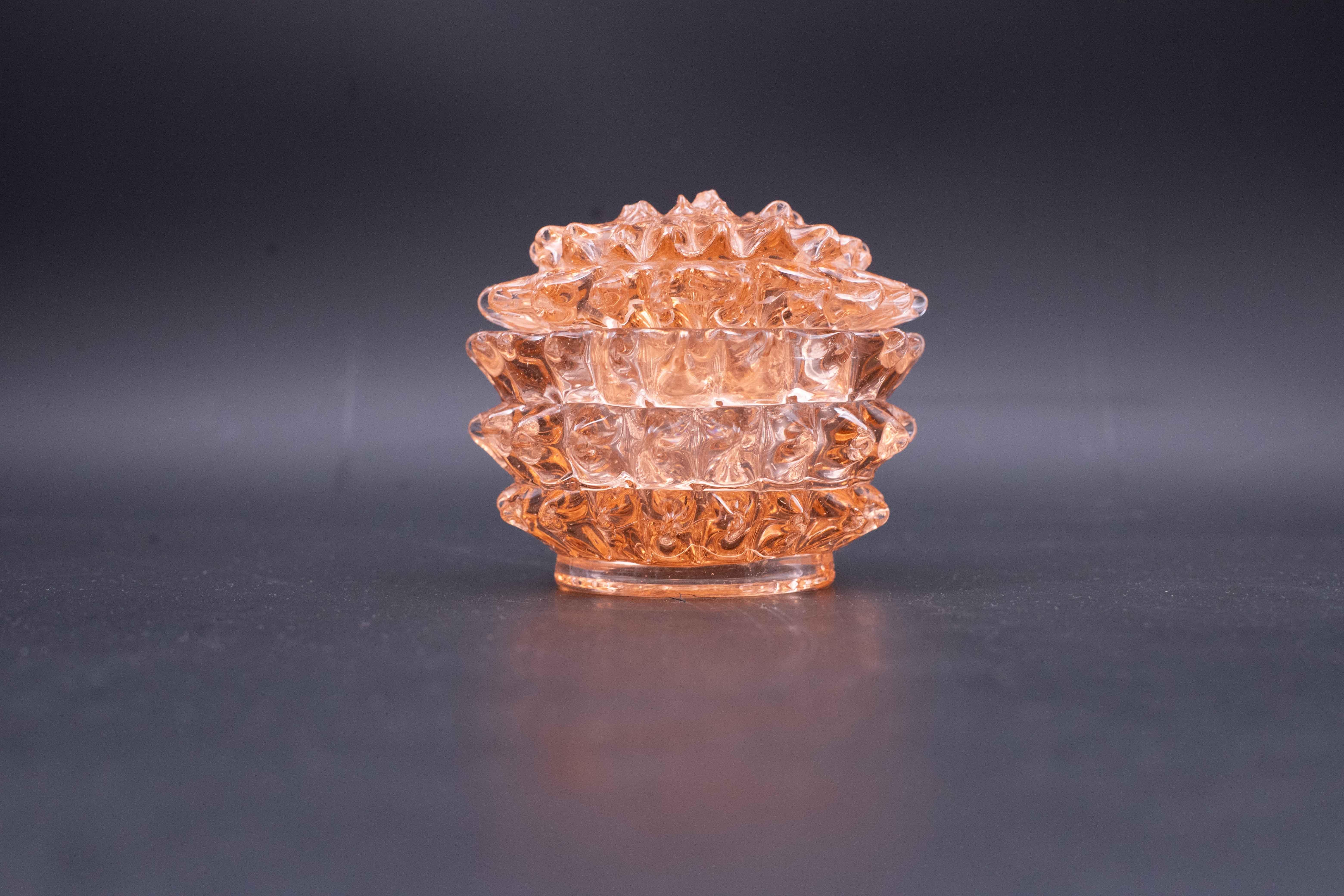 Art déco Rare vase en verre de Murano Rostrato d'Ercole Barovier orange pour Barovier & Toso en vente